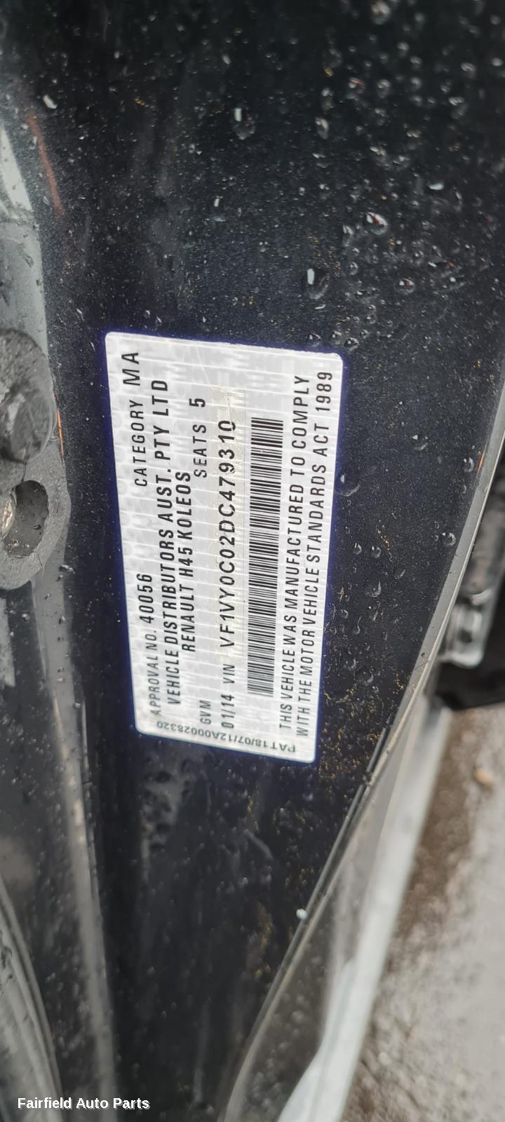 2013 Renault Kaleos Right Front Window Reg Motor