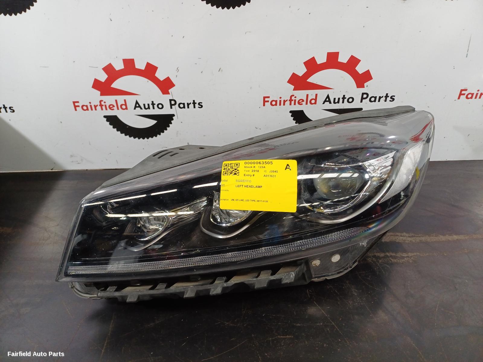 2017-2020 Kia Sorento Left Headlamp