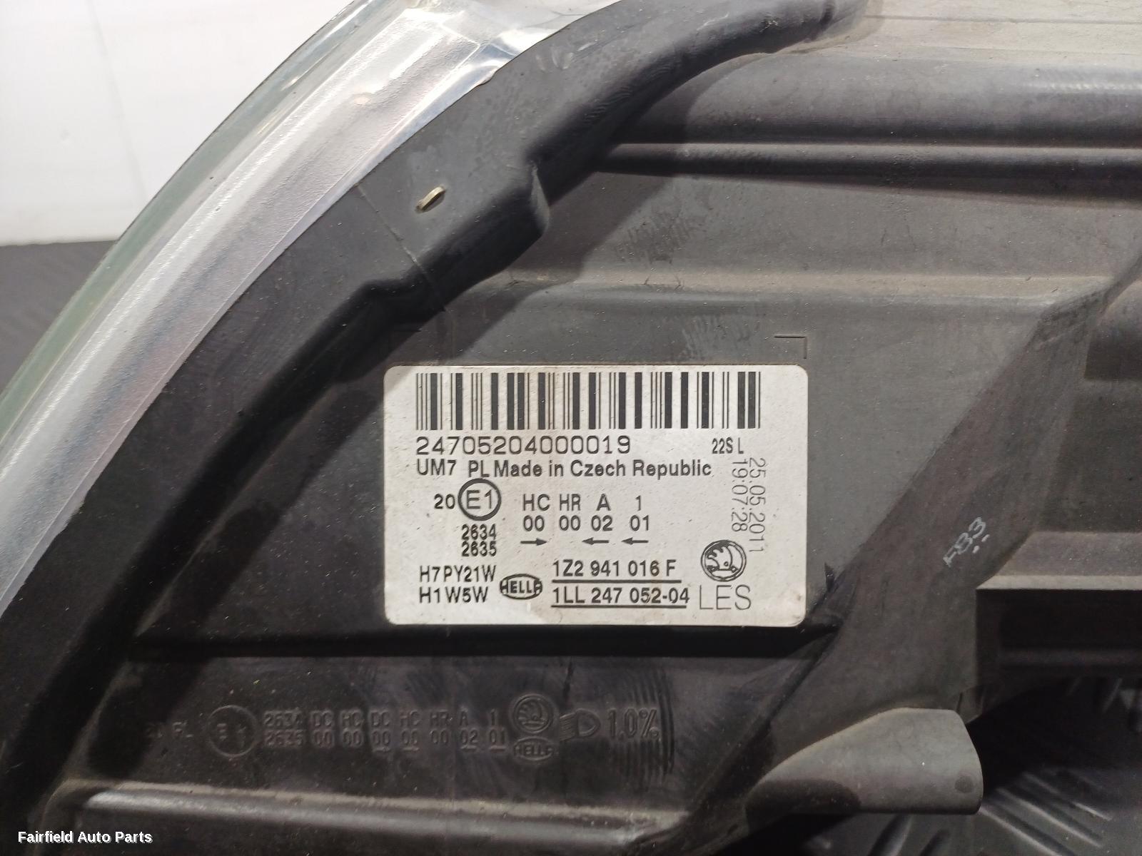 2008-2013 Skoda Octavia Right Headlamp