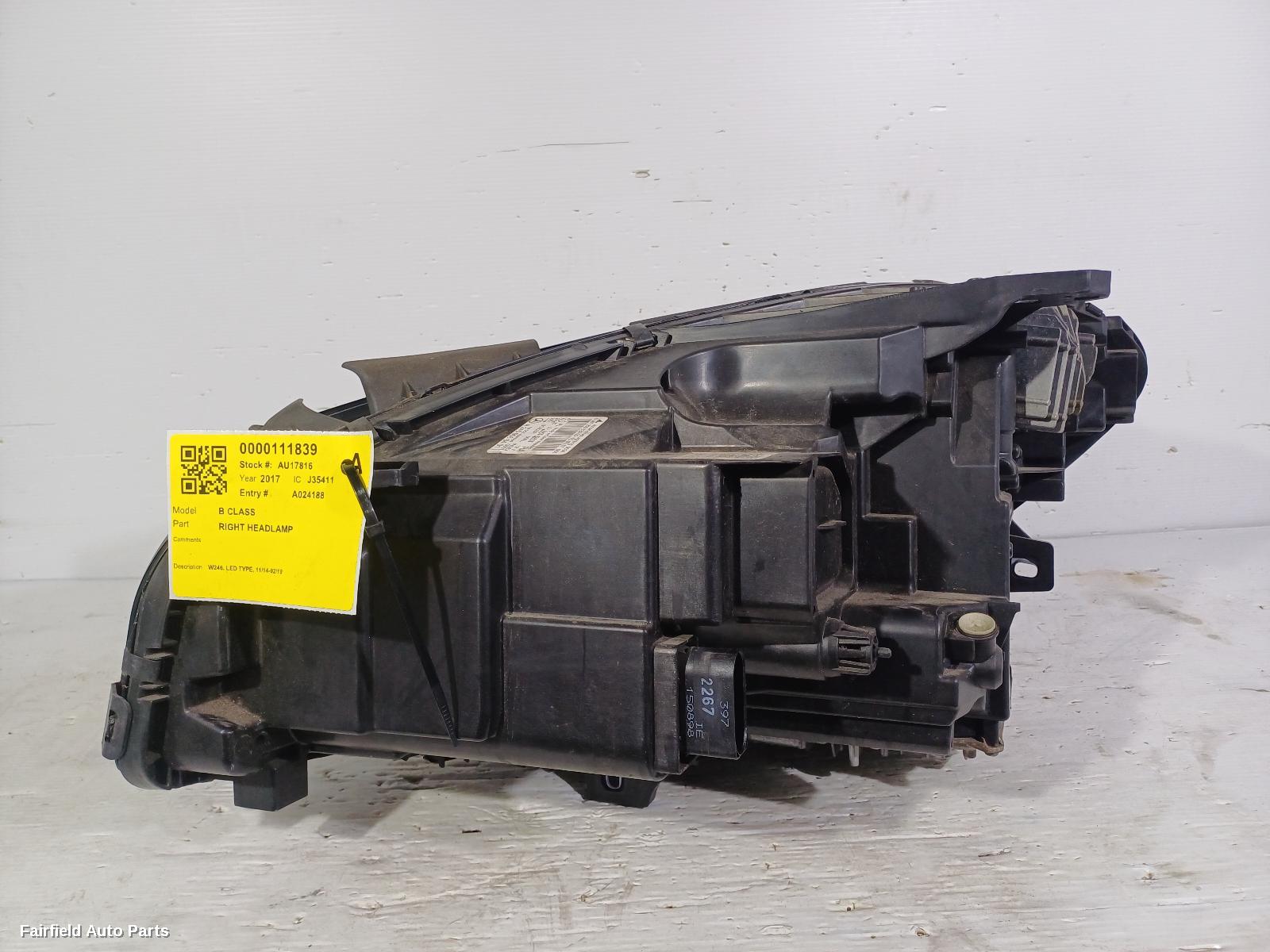 2014-2019 Mercedes B Class Right Headlamp