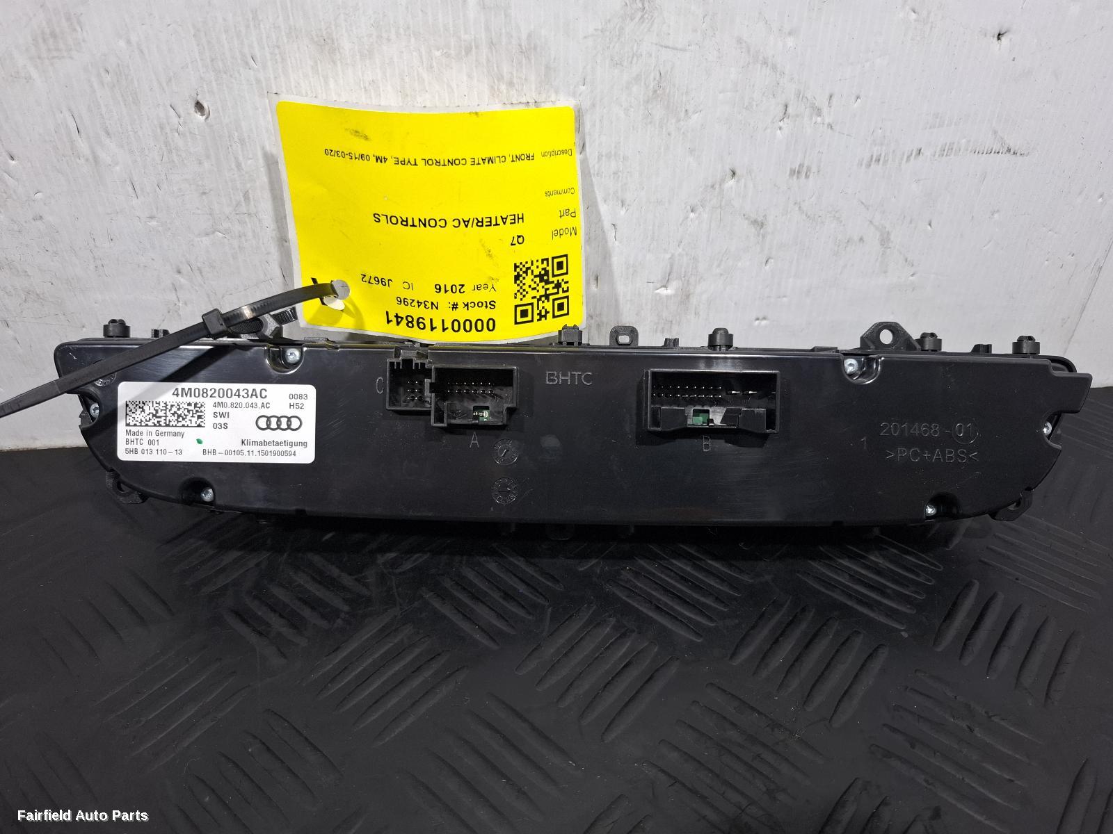 2015-2020 Audi Q7 Heater Ac Controls