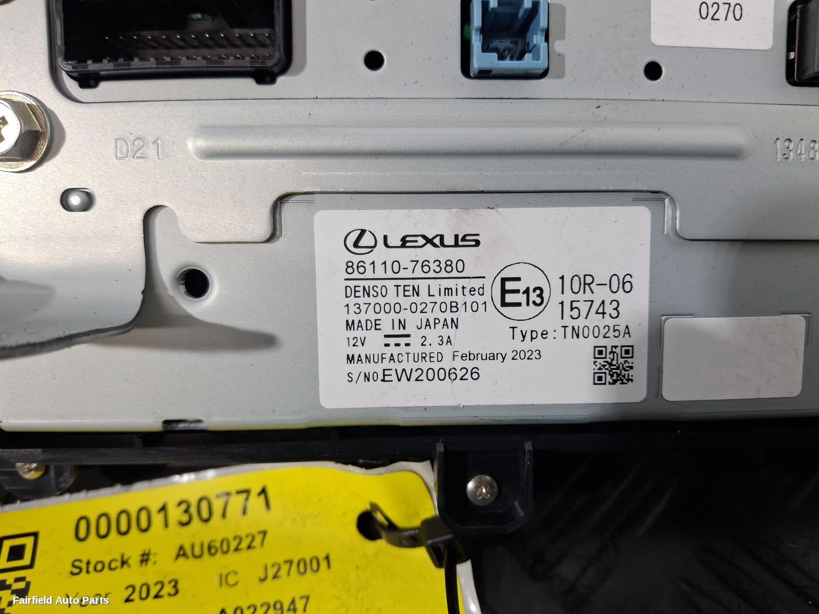 2022-2023 Lexus Ux Radio Cd Dvd Sat Tv