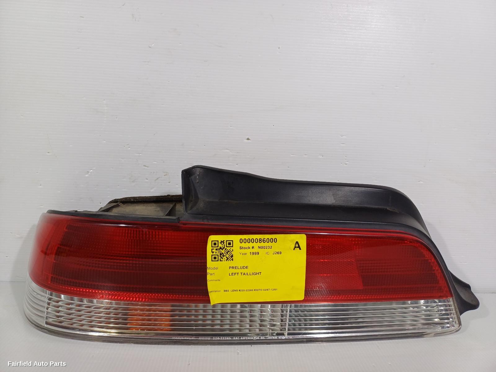 1997-2001 Honda Prelude Left Taillight