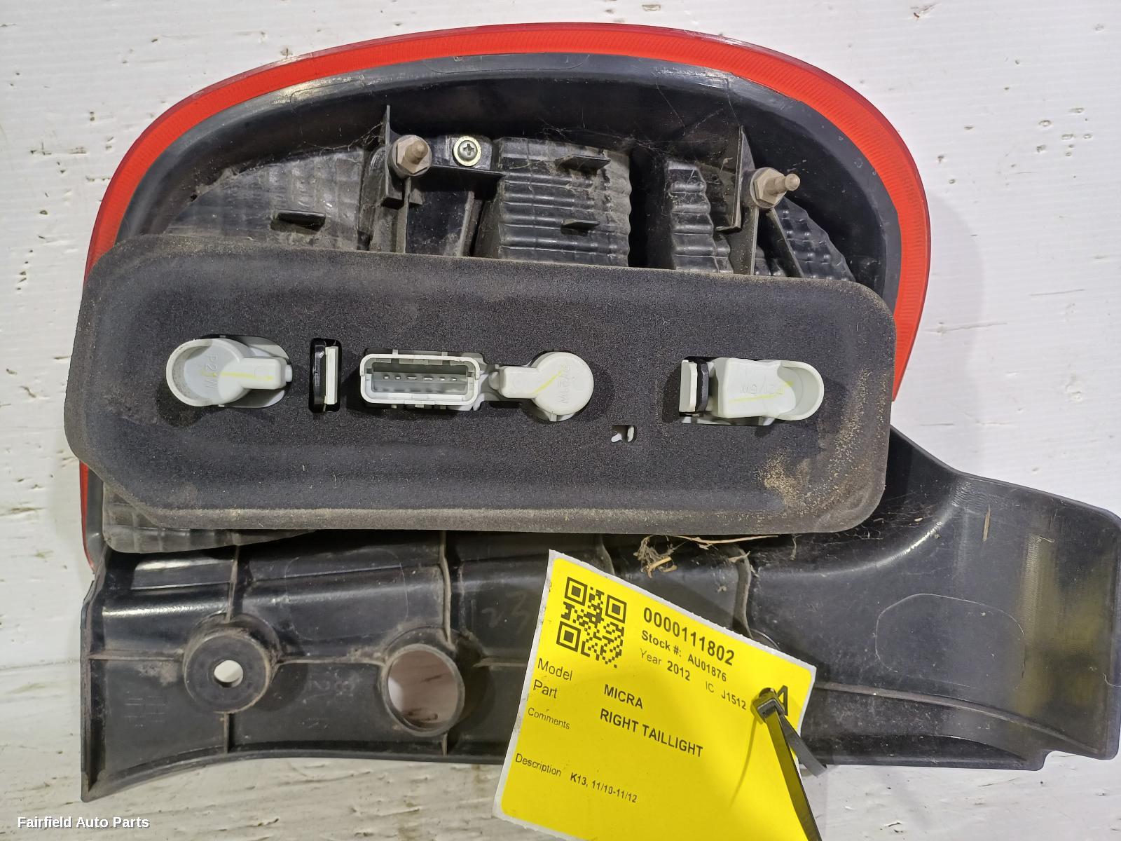 2010-2012 Nissan Micra Right Taillight