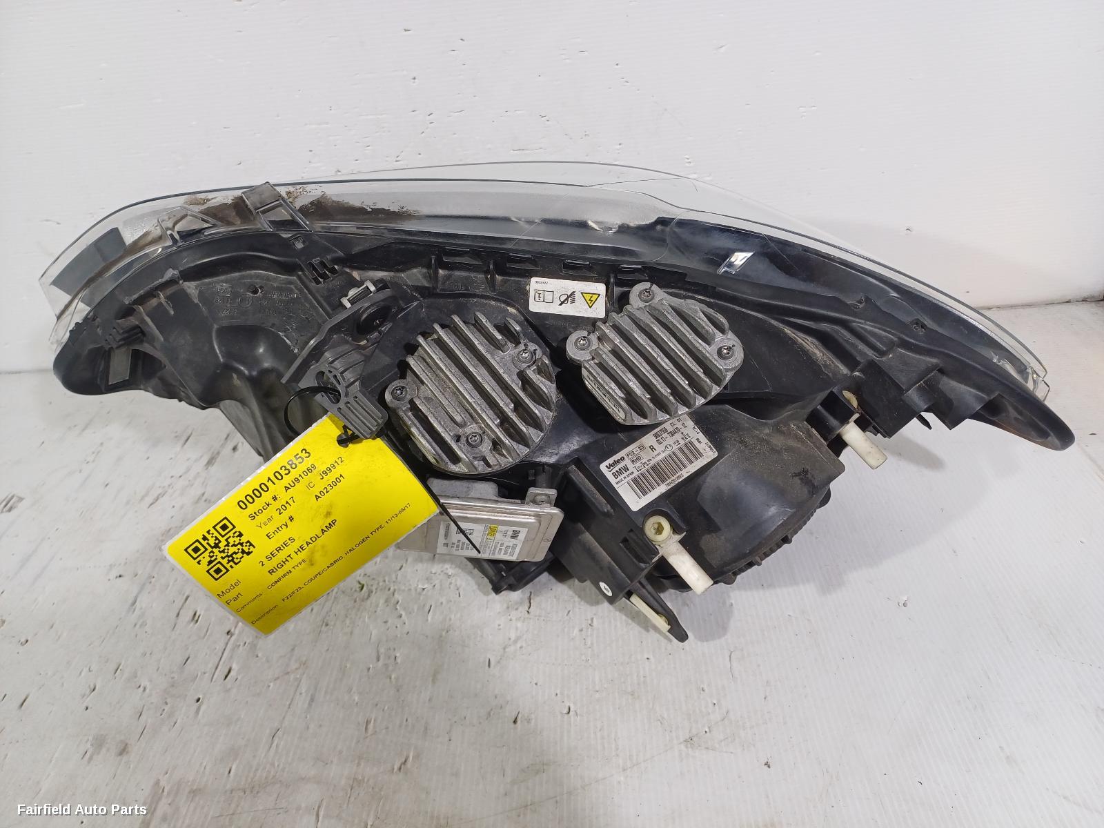 2013-2017 Bmw 2 Series Right Headlamp