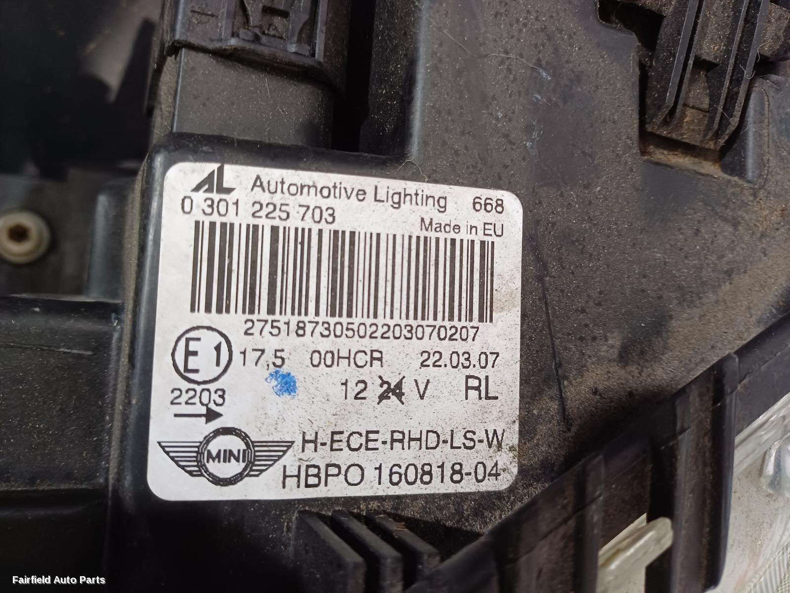 2007 Mini Cooper Left Headlamp