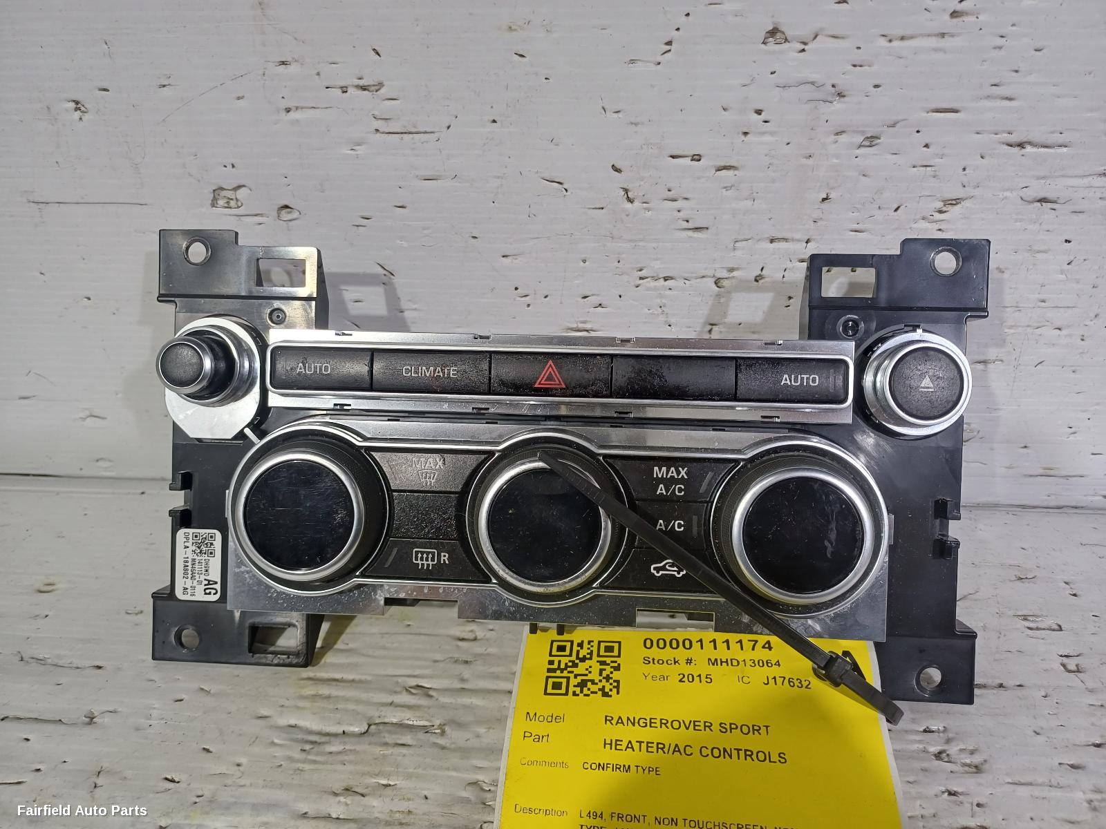 2013-2022 Land Rover Rangerover Sport Heater Ac Controls