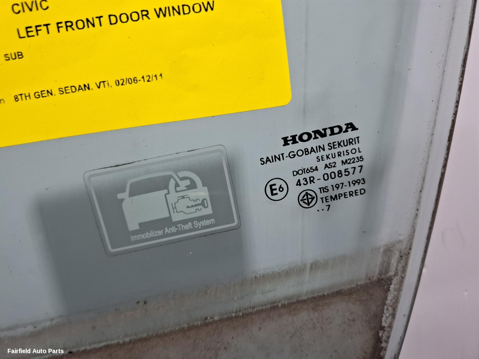 2006-2011 Honda Civic Left Front Door Window