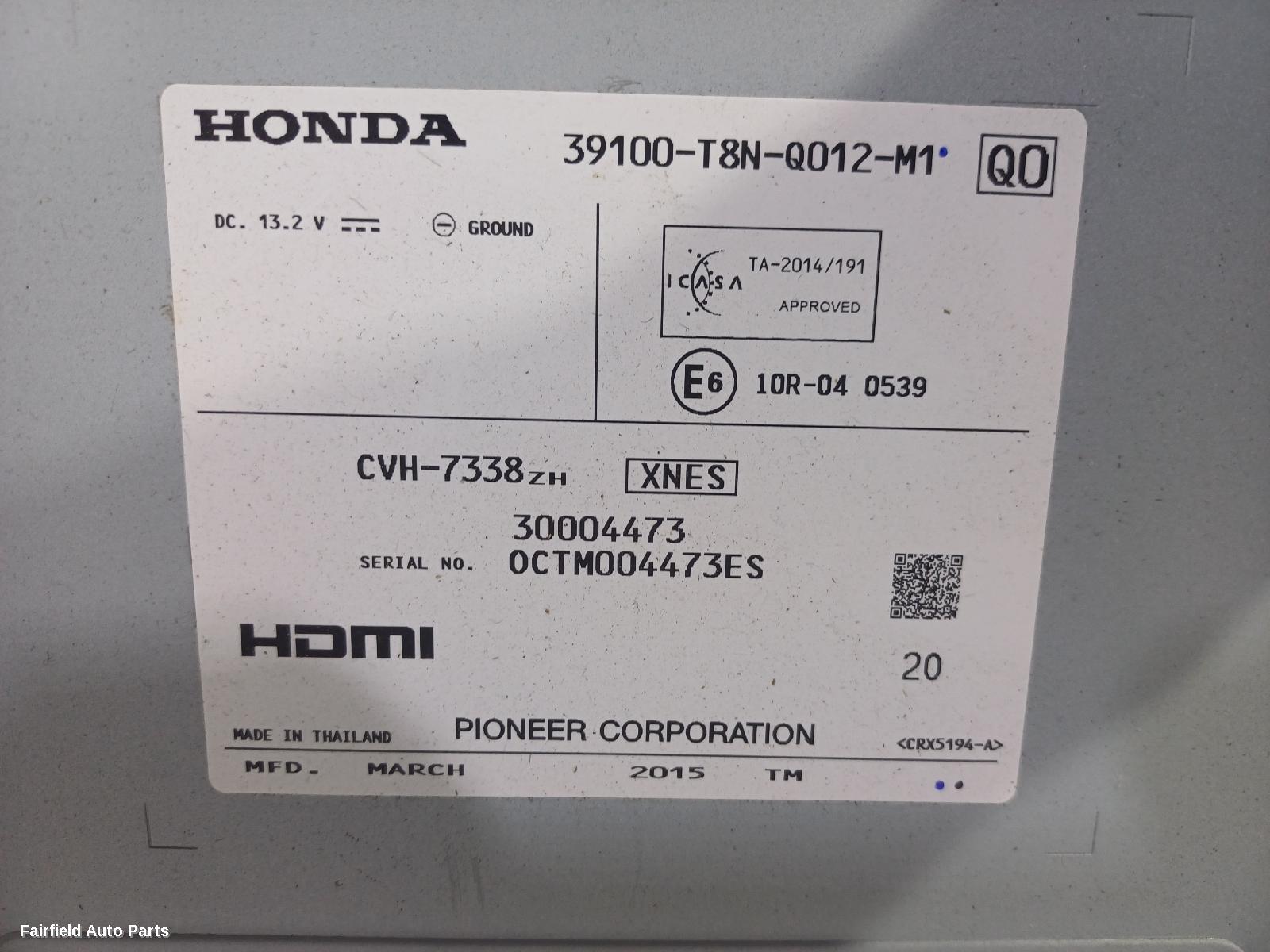 2014-2017 Honda Hrv Radio Cd Dvd Sat Tv