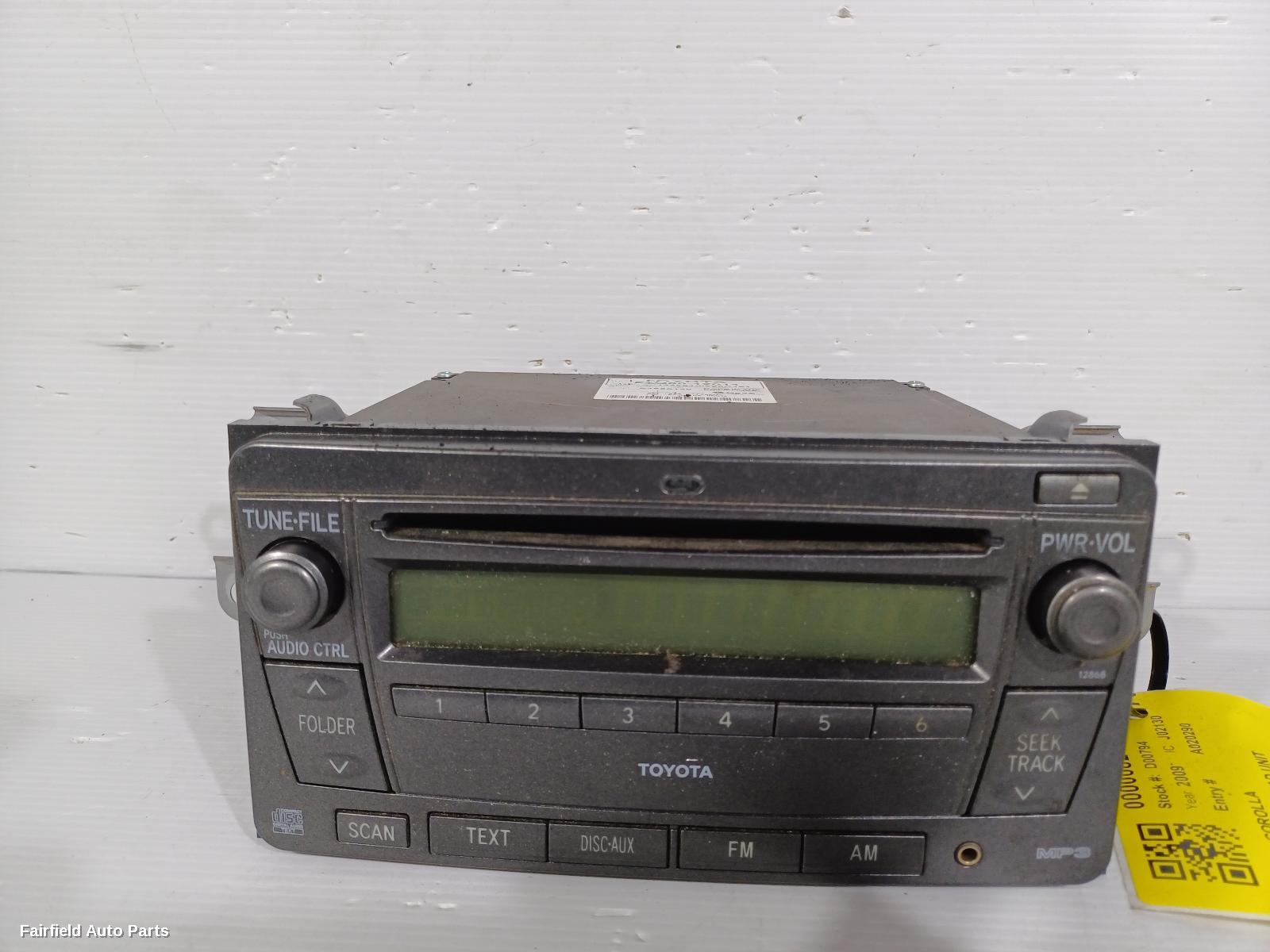 2007-2013 Toyota Corolla Radio Cd Dvd Sat Tv