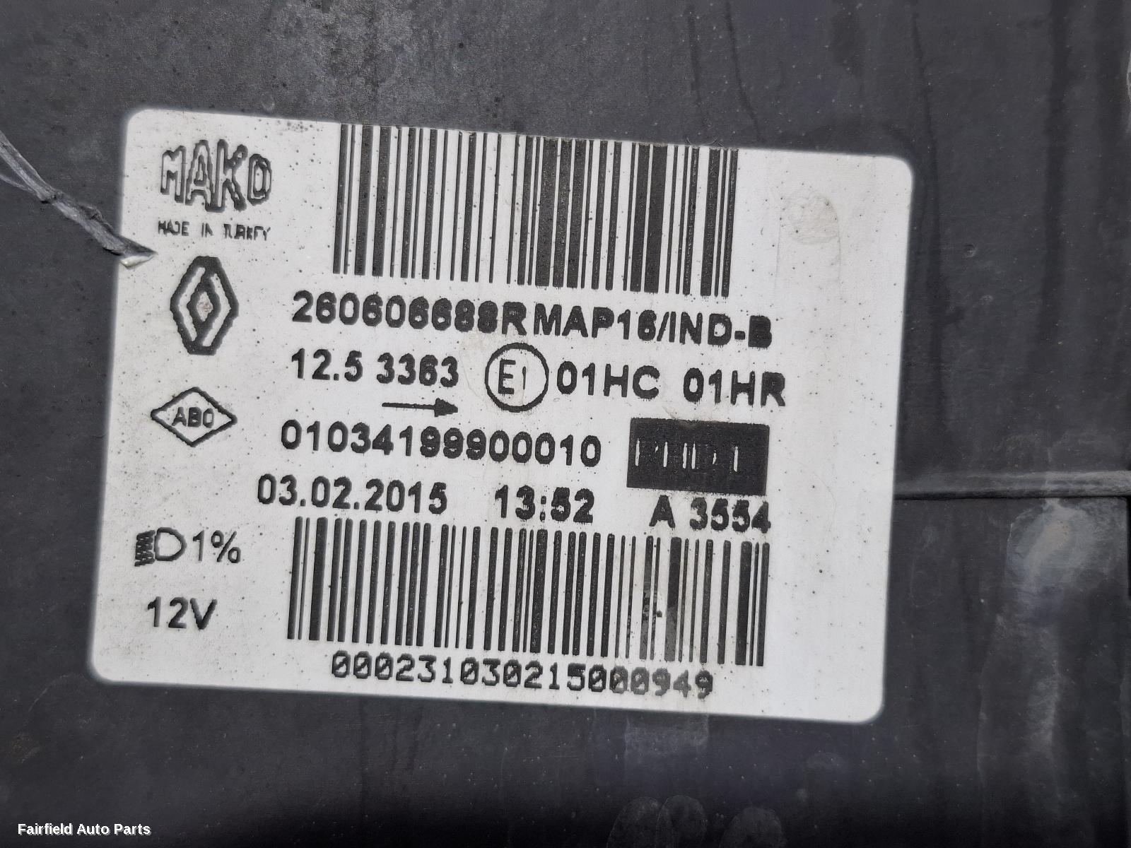 2013-2016 Renault Clio Left Headlamp