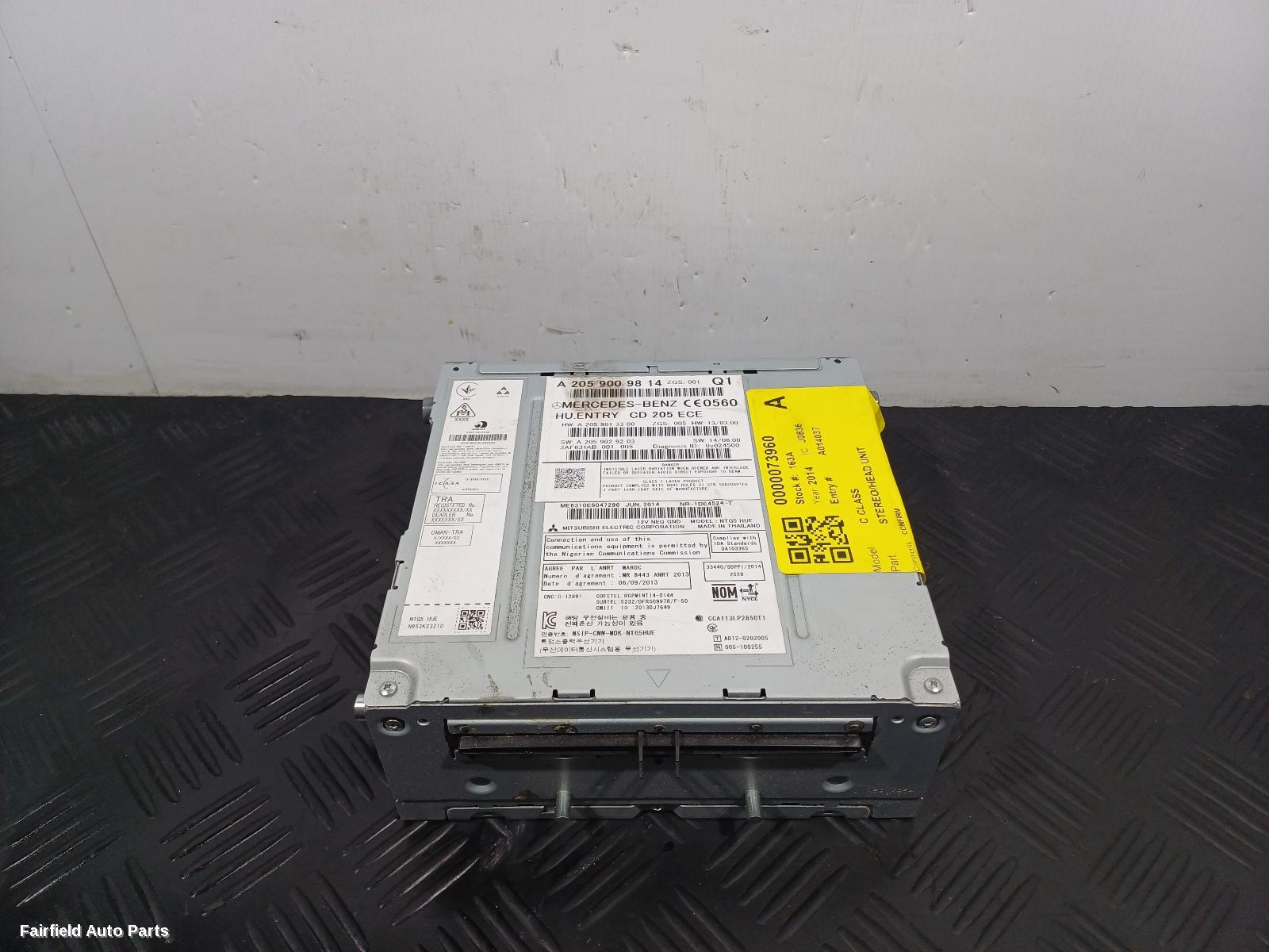 2011-2015 Mercedes C Class Radio Cd Dvd Sat Tv