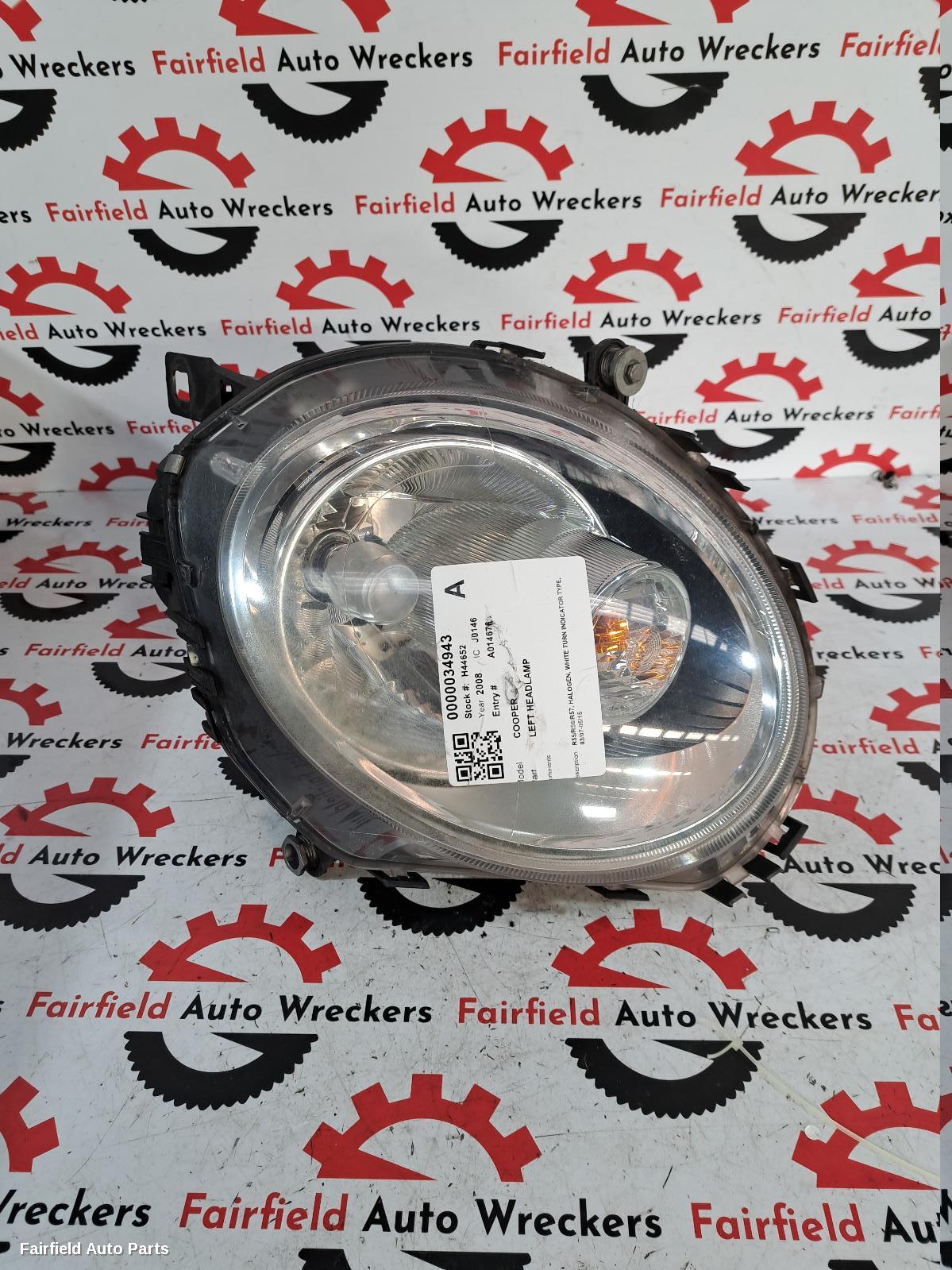 2008 Mini Cooper Left Headlamp