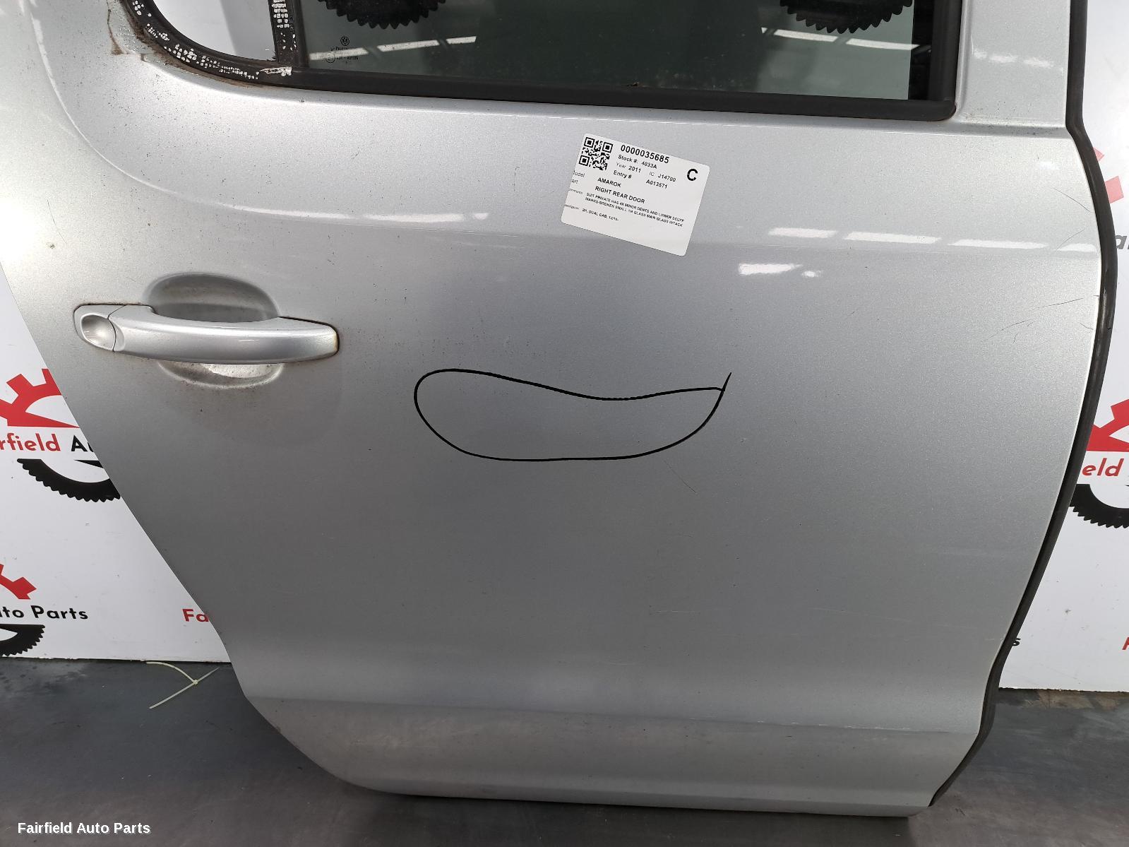2010-2022 Volkswagen Amarok Right Rear Door Sliding