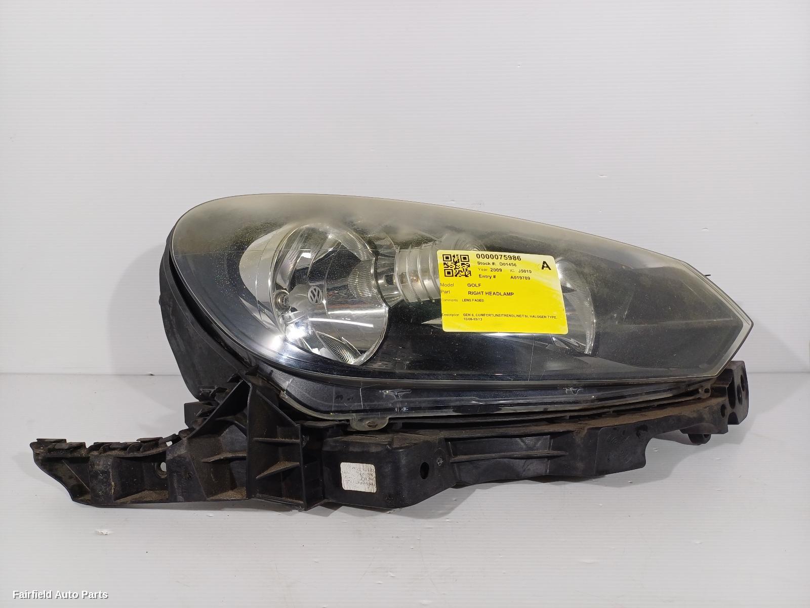 2008-2013 Volkswagen Golf Right Headlamp