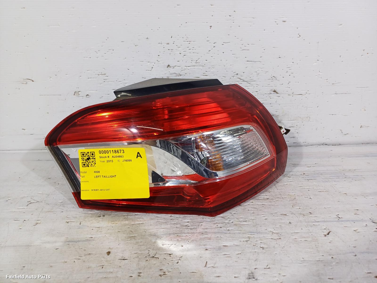 2012-2017 Peugeot 4008 Left Taillight