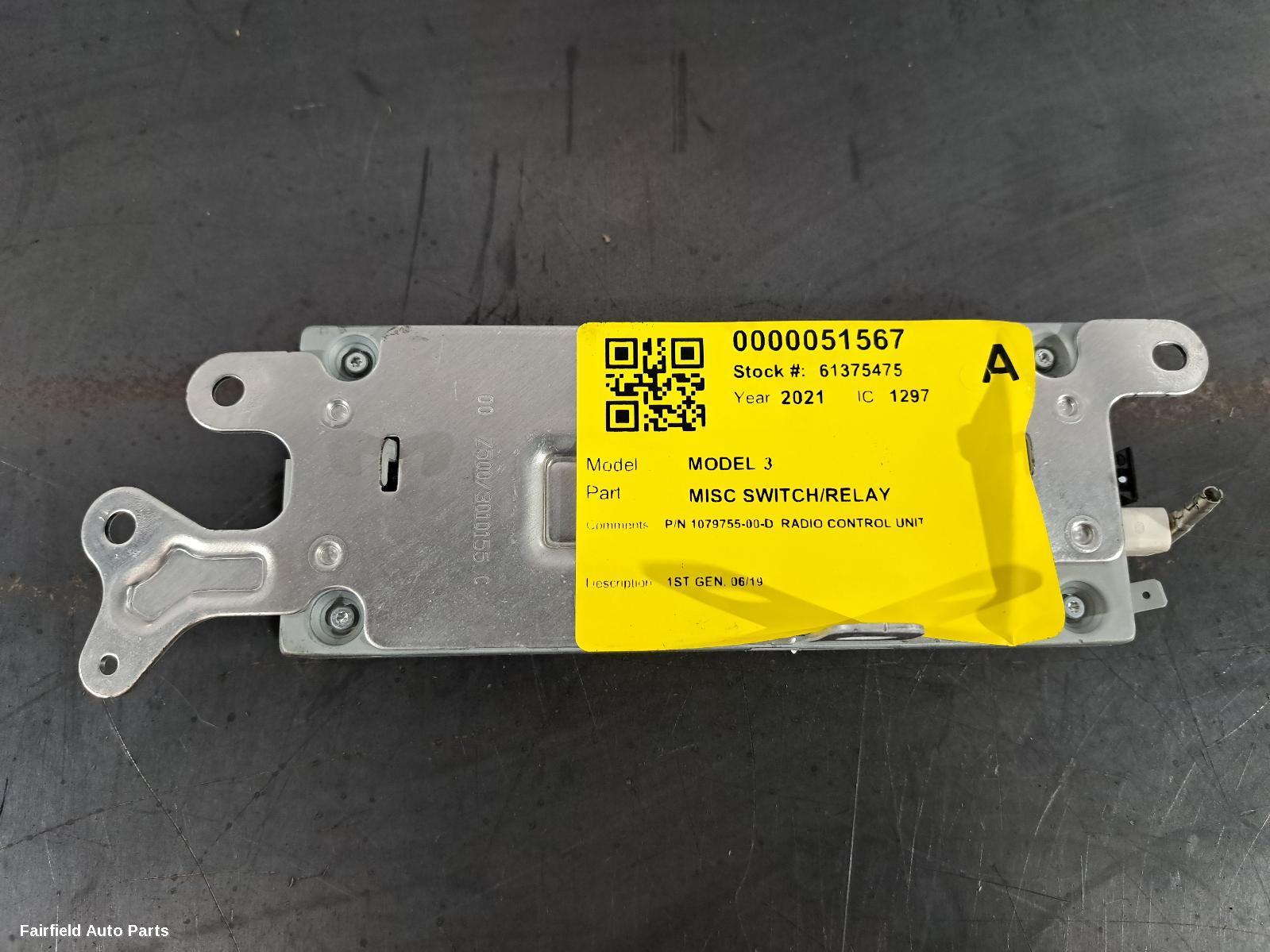 2019-2026 Tesla Model 3 Misc Switch Relay