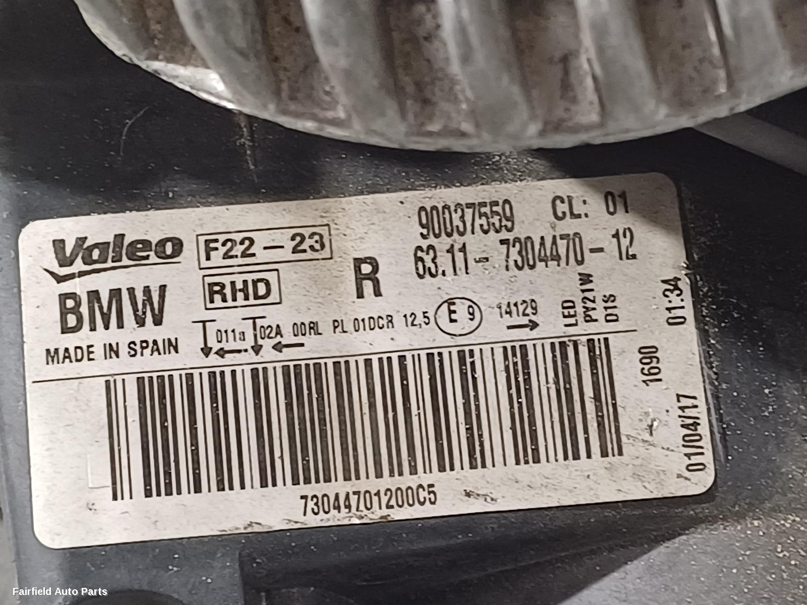 2013-2017 Bmw 2 Series Right Headlamp