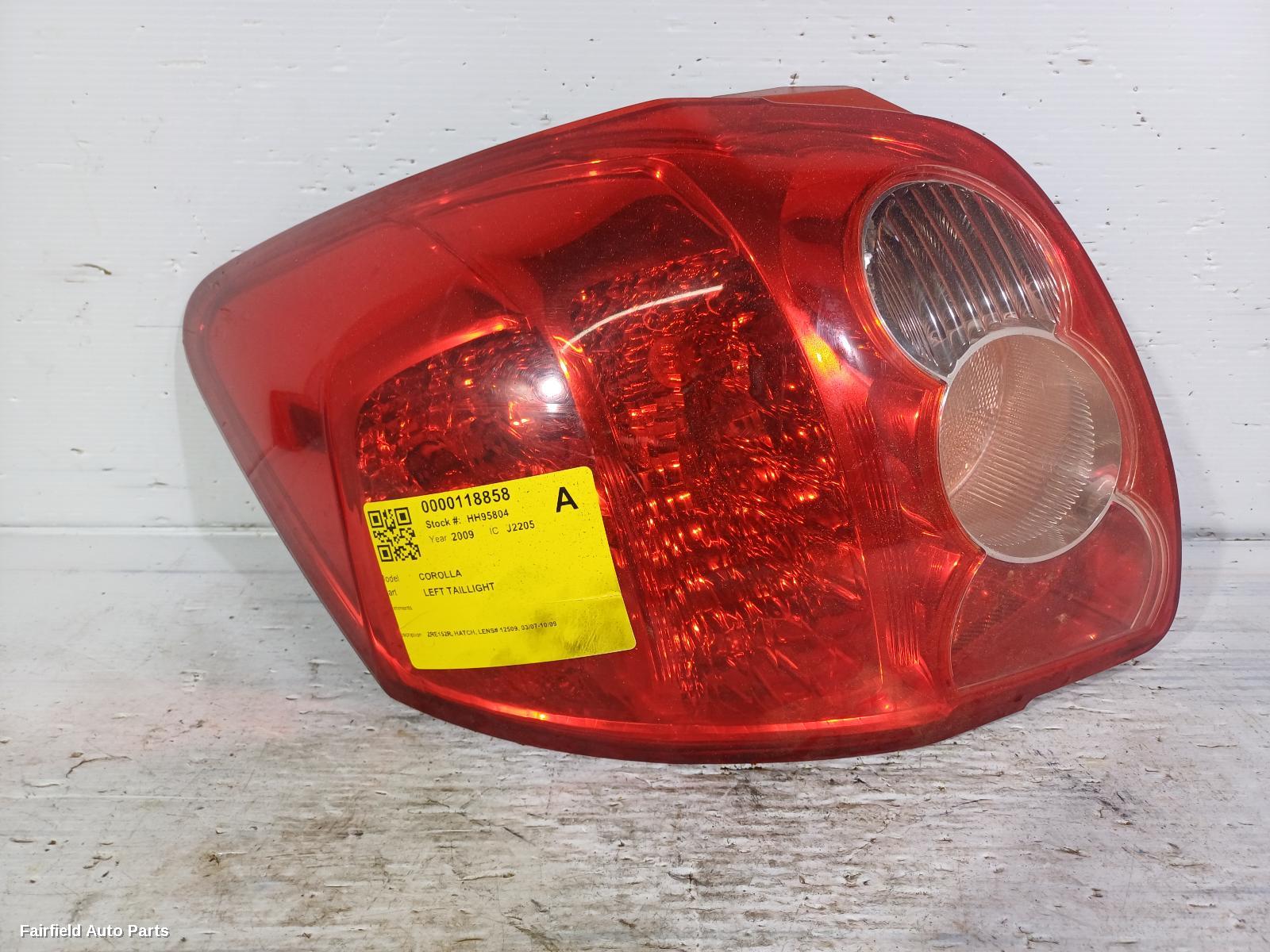 2007-2009 Toyota Corolla Left Taillight
