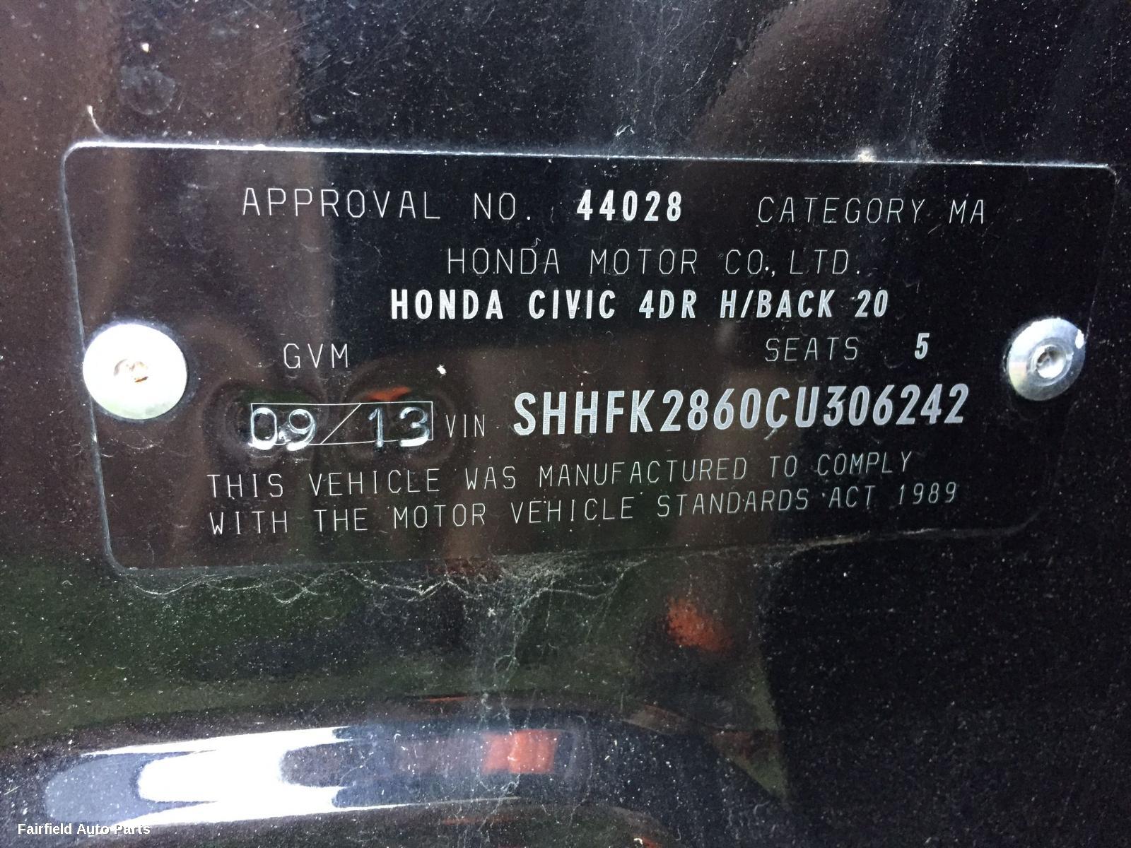 2013 Honda Civic Bootlid Tailgate