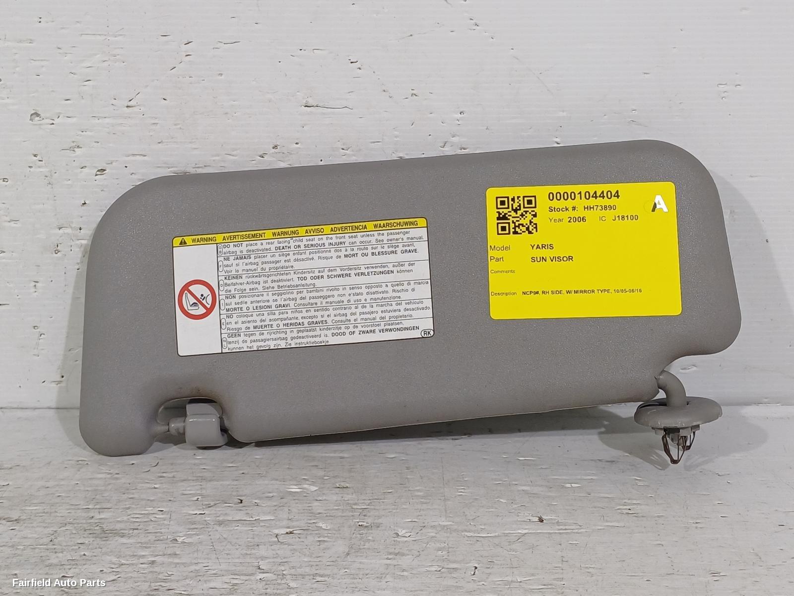 2006 Toyota Yaris Sunvisor