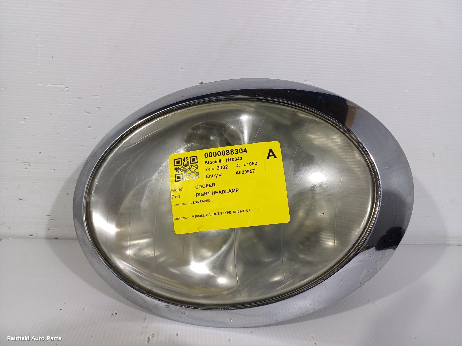 2001-2004 Mini Cooper Right Headlamp