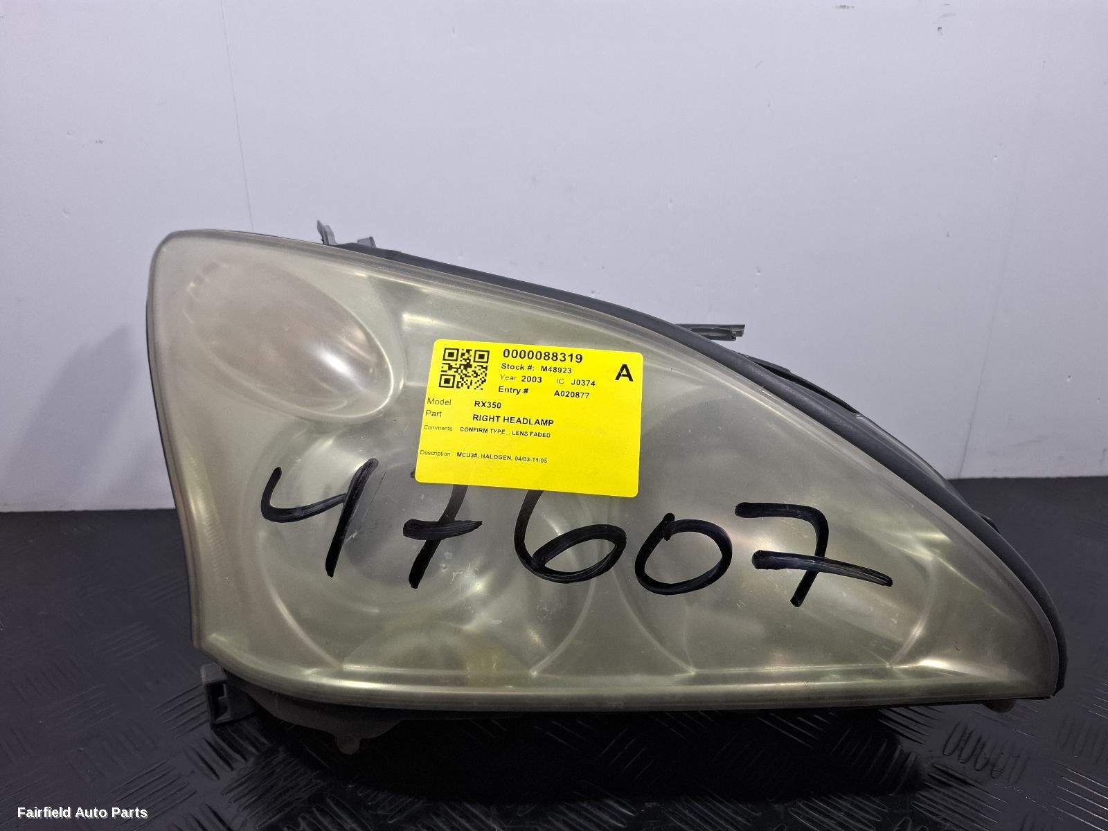 2003-2004 Lexus Rx Series Right Headlamp