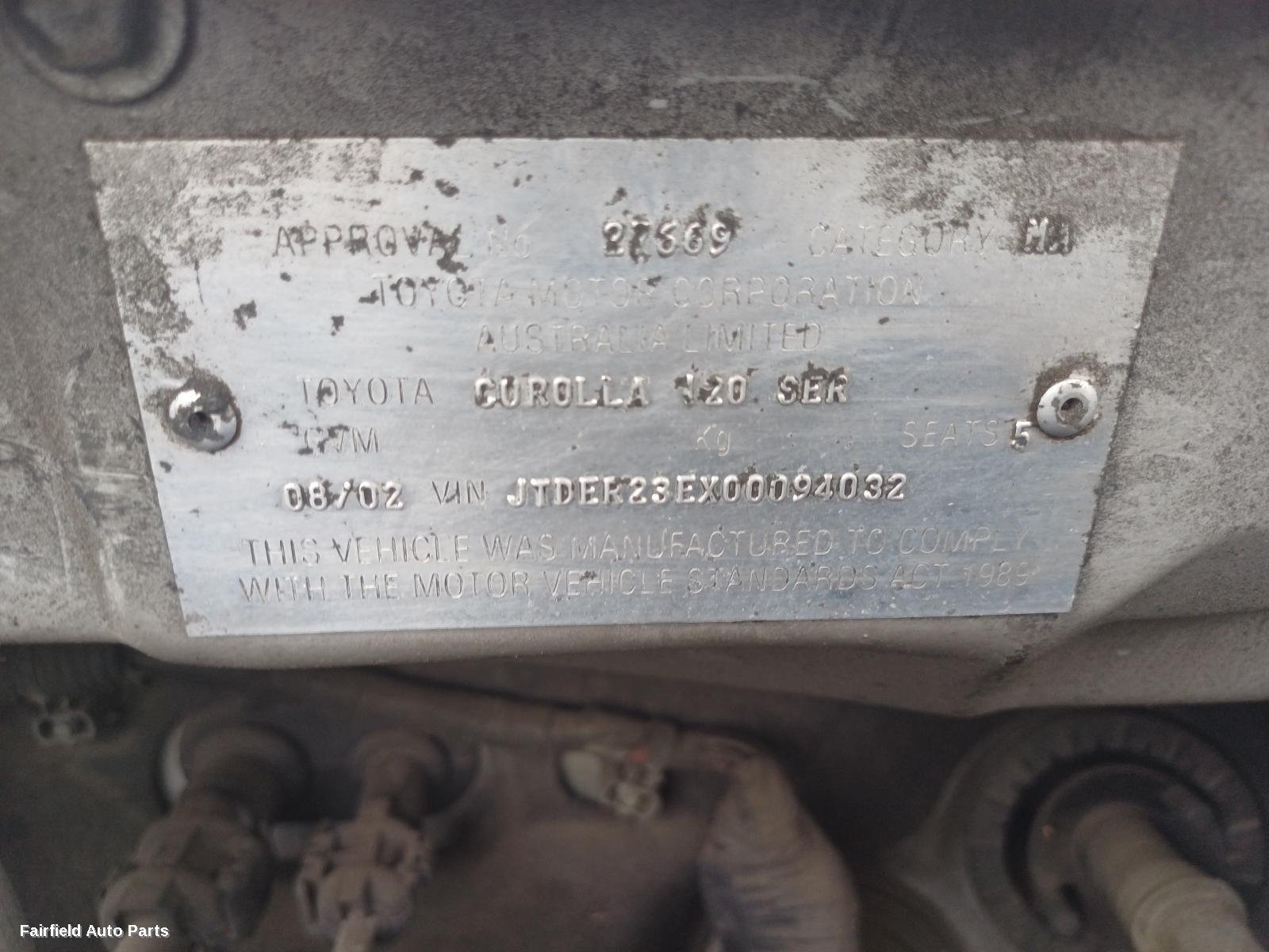 2002 Toyota Corolla Fan