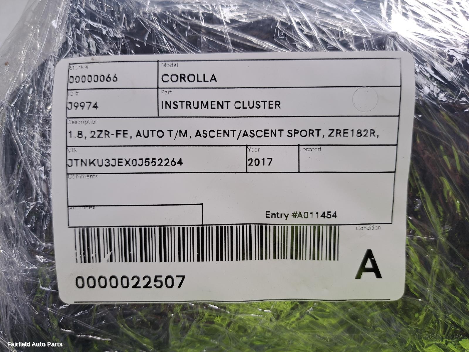 2015-2018 Toyota Corolla Instrument Cluster