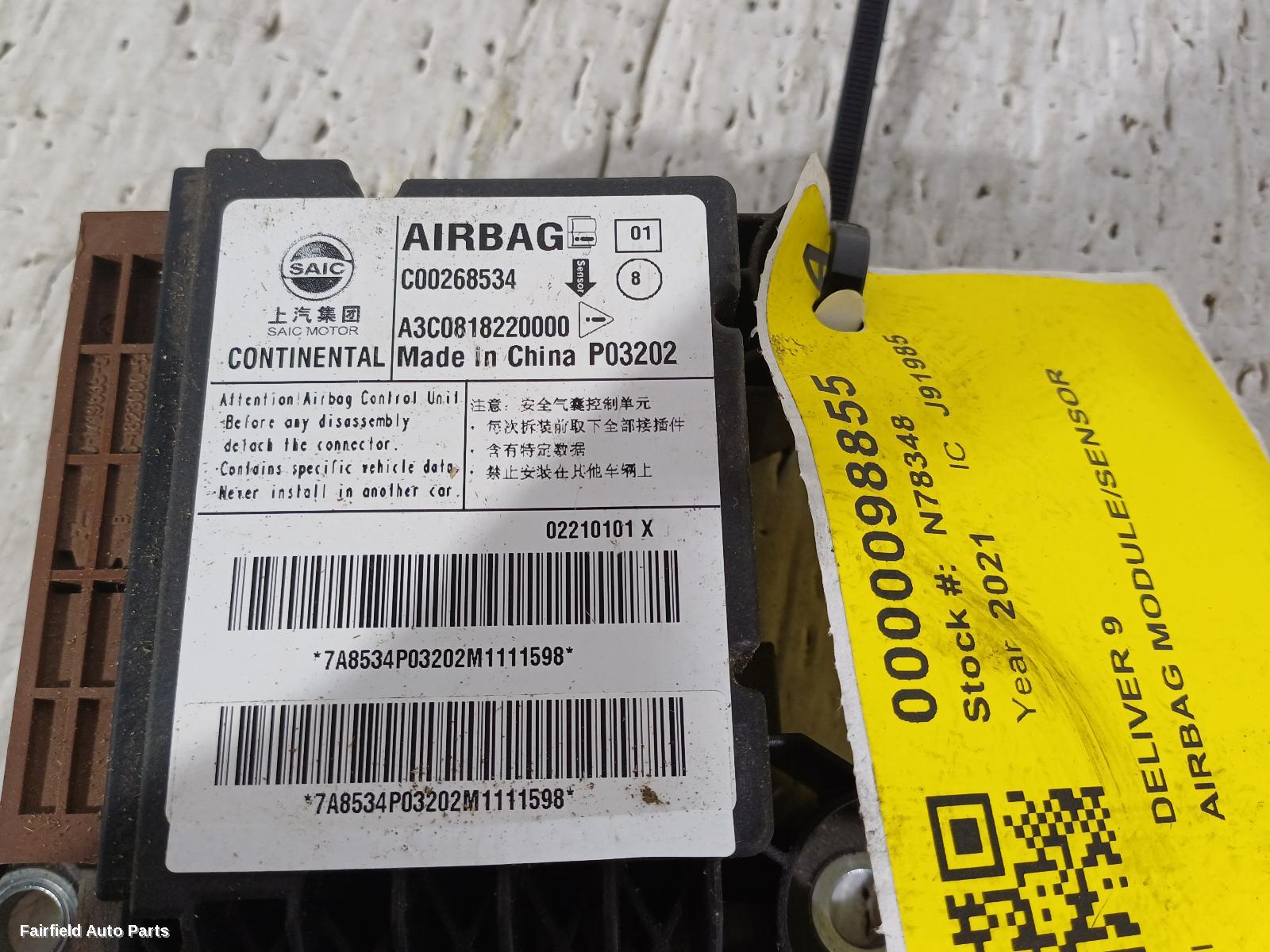 2020-2026 Ldv Deliver 9 Airbag Module Sensor