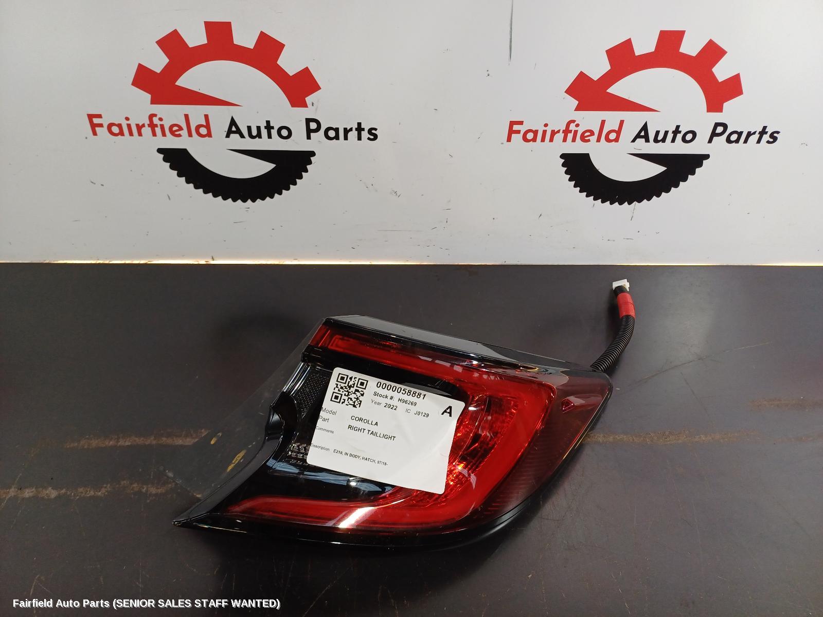 2022 Toyota Corolla Right Taillight