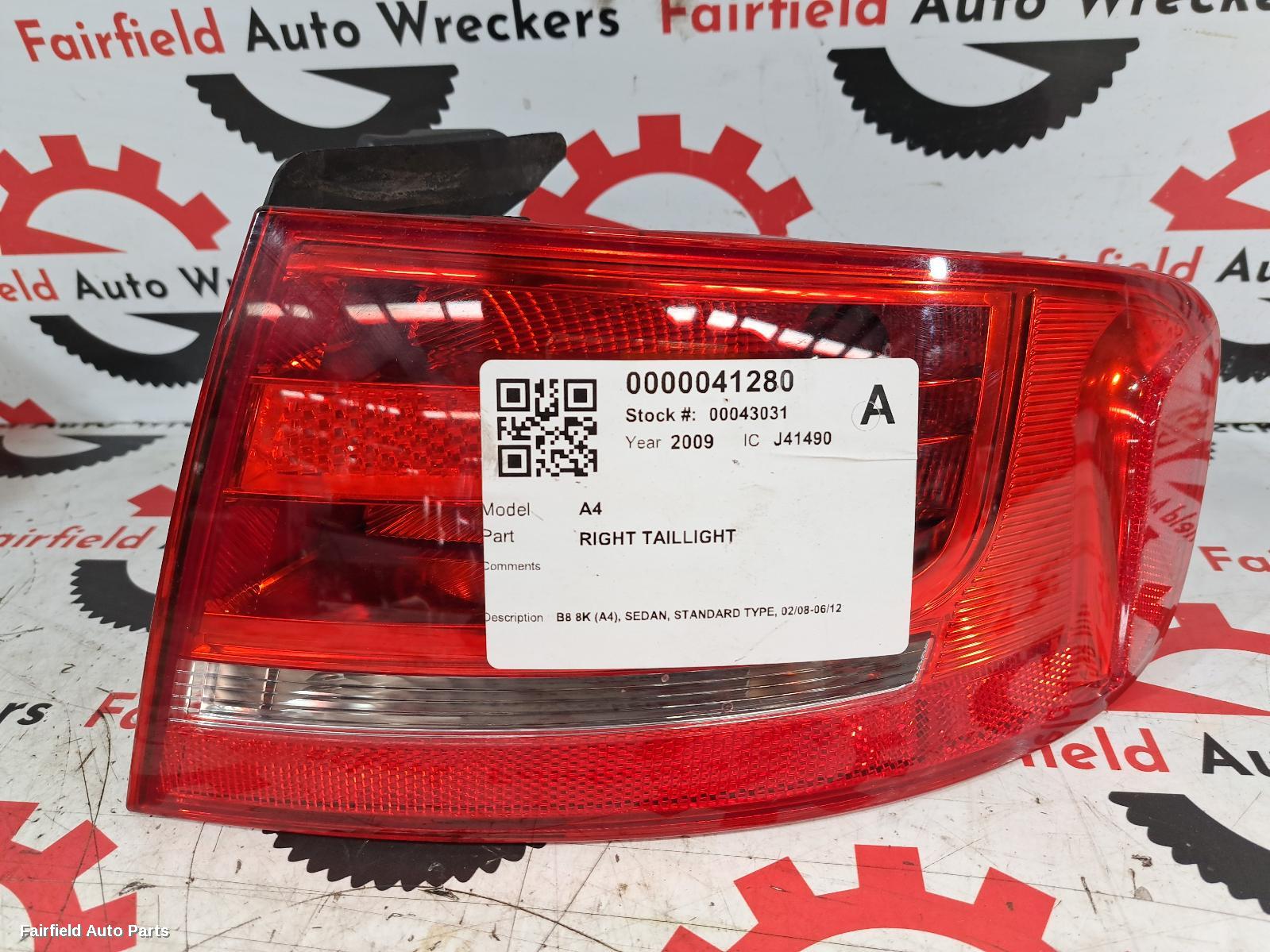 2009 Audi A4 Right Taillight