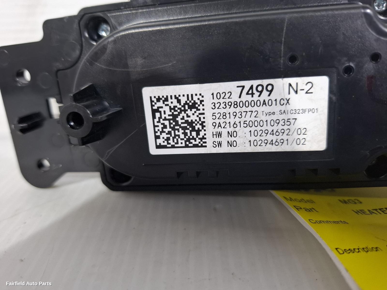 2016-2024 Mg Mg3 Heater Ac Controls
