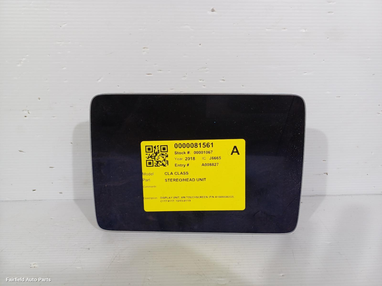 2013-2019 Mercedes Cla Class Radio Cd Dvd Sat Tv