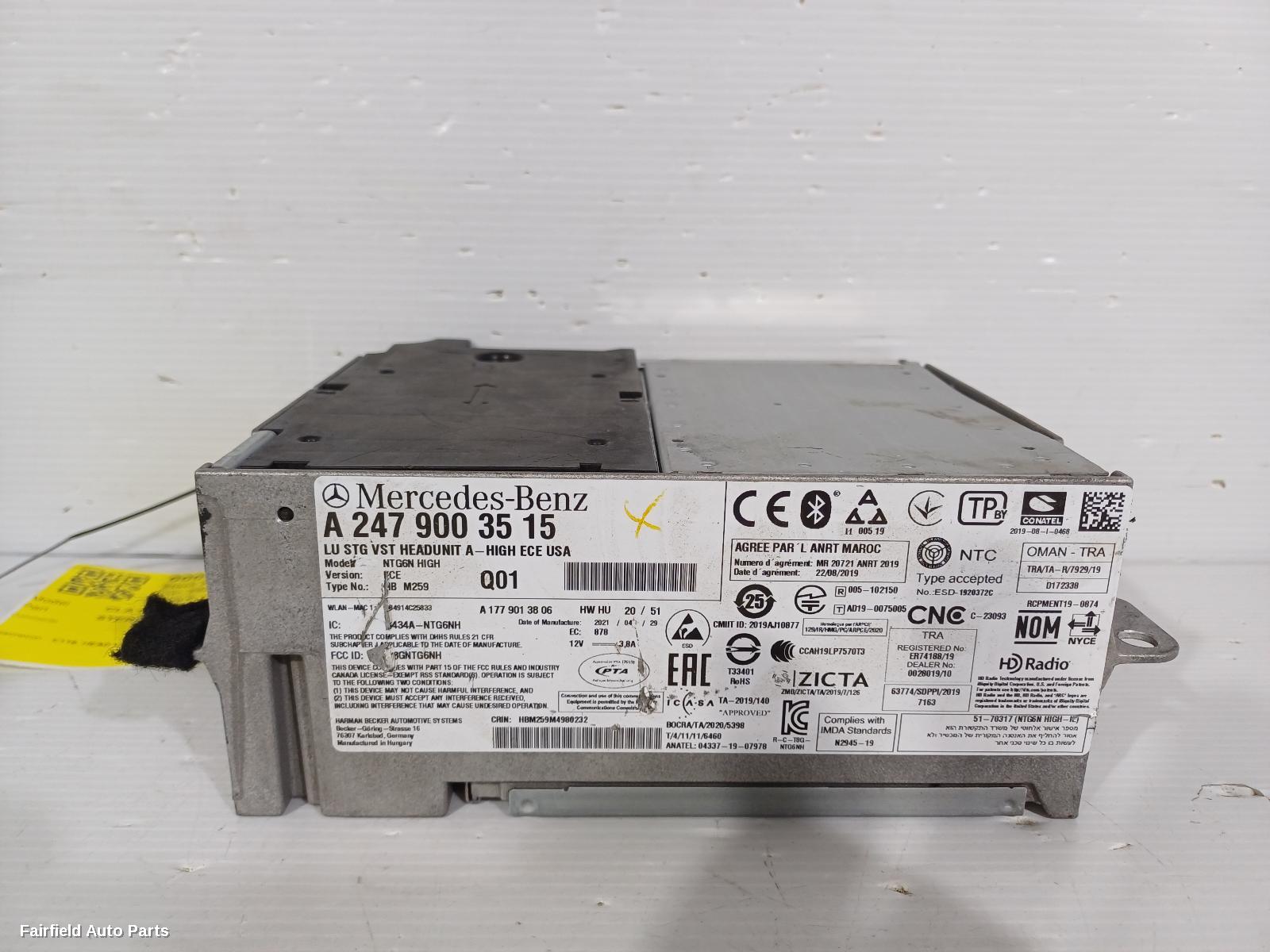 2019-2025 Mercedes Cla Class Radio Cd Dvd Sat Tv