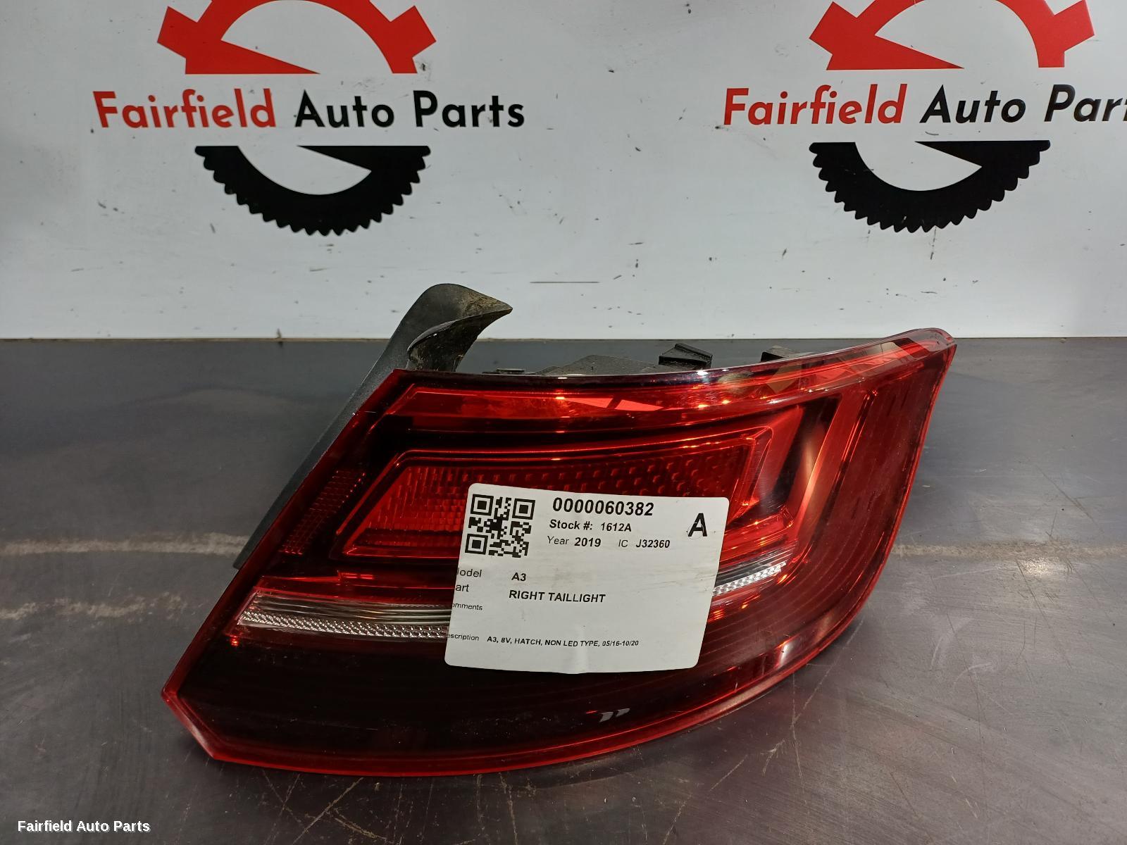 2019 Audi A3 Right Taillight