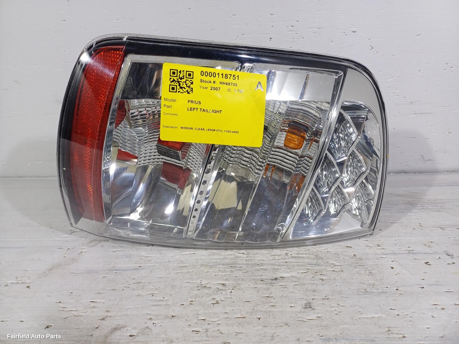 2005-2009 Toyota Prius Left Taillight