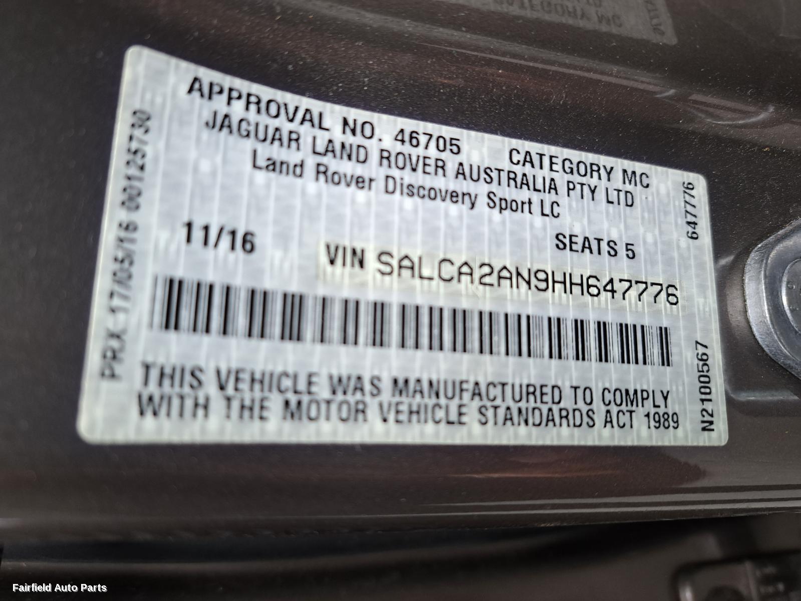 2016 Land Rover Discovery Sport Alternator