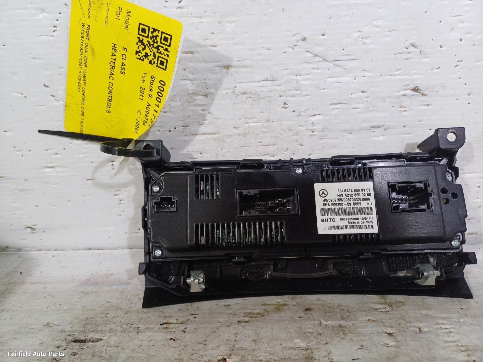 2009-2016 Mercedes E Class Heater Ac Controls