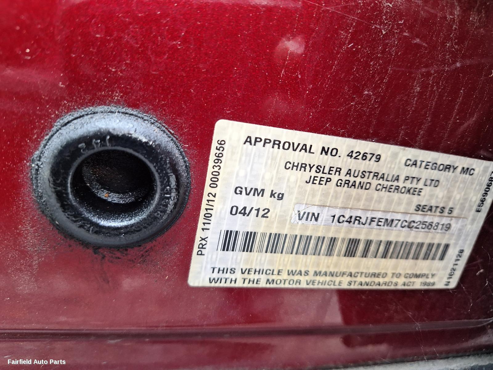 2012 Jeep Grandcherokee Rear Garnish