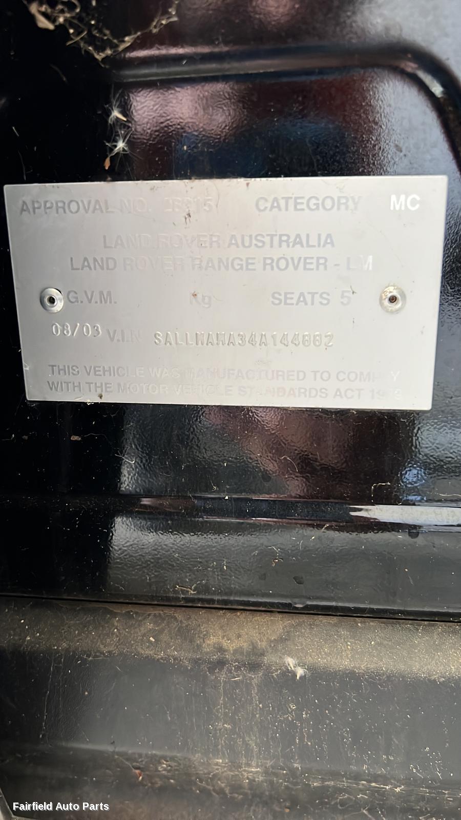 2003 Land Rover Rangerover Bootlid Tailgate