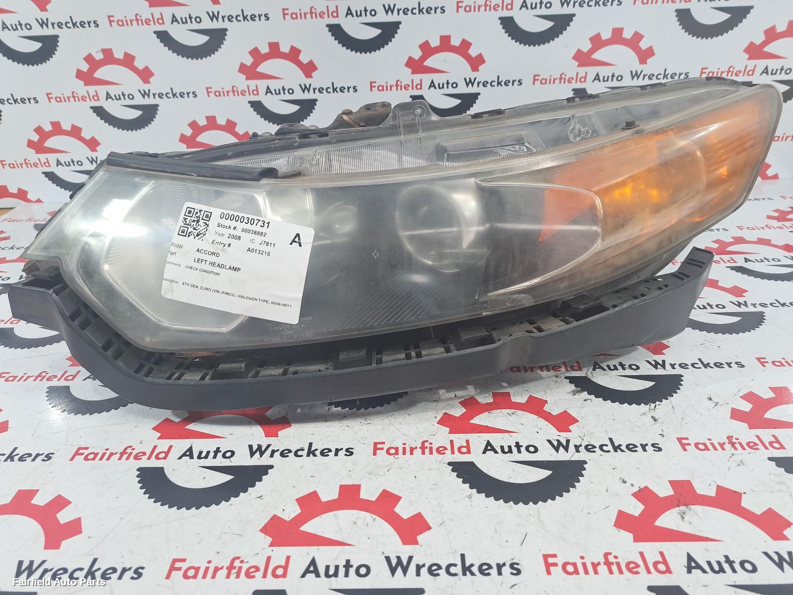 2008 Honda Accord Left Headlamp