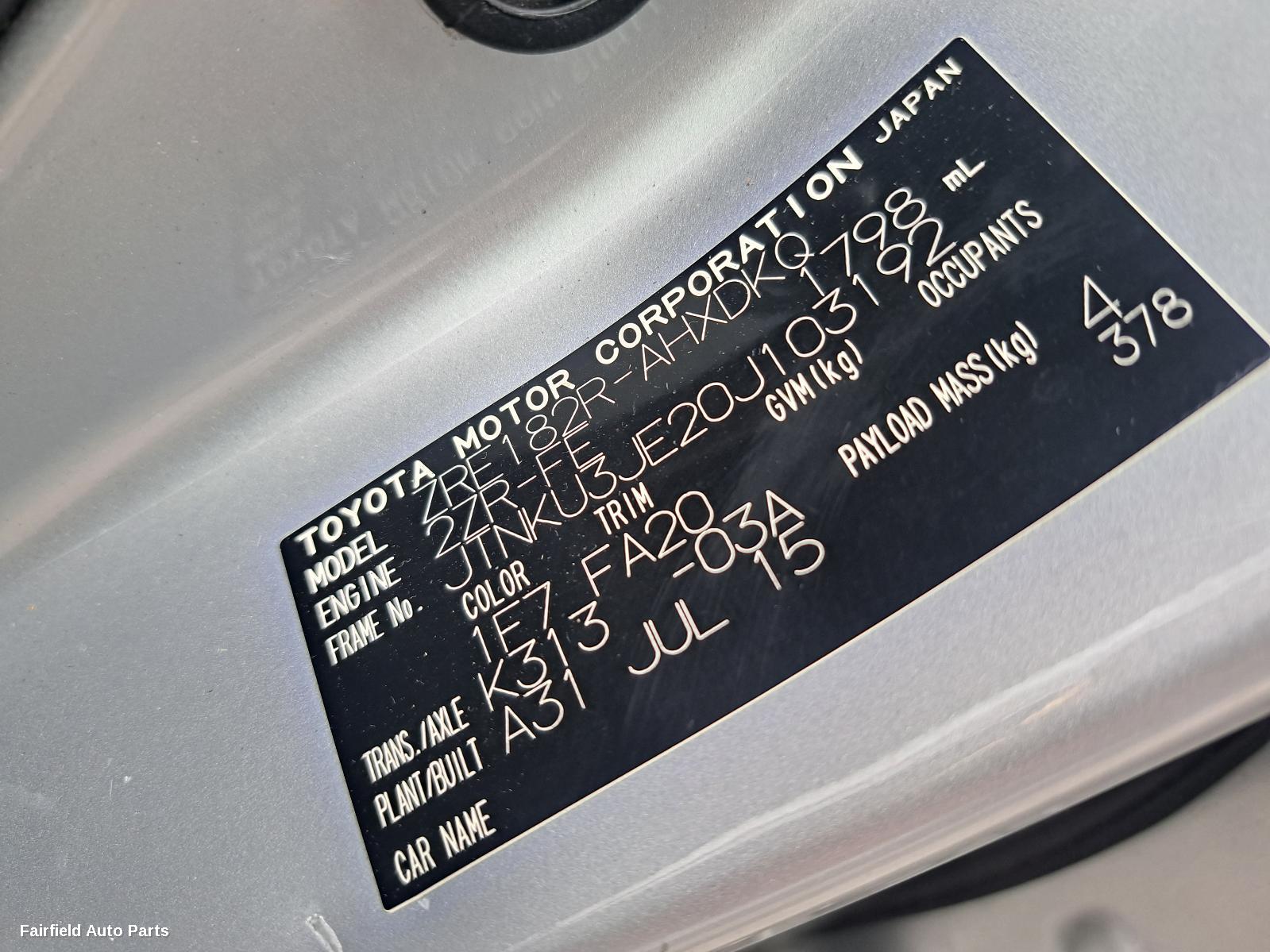 2015 Toyota Corolla Right Taillight