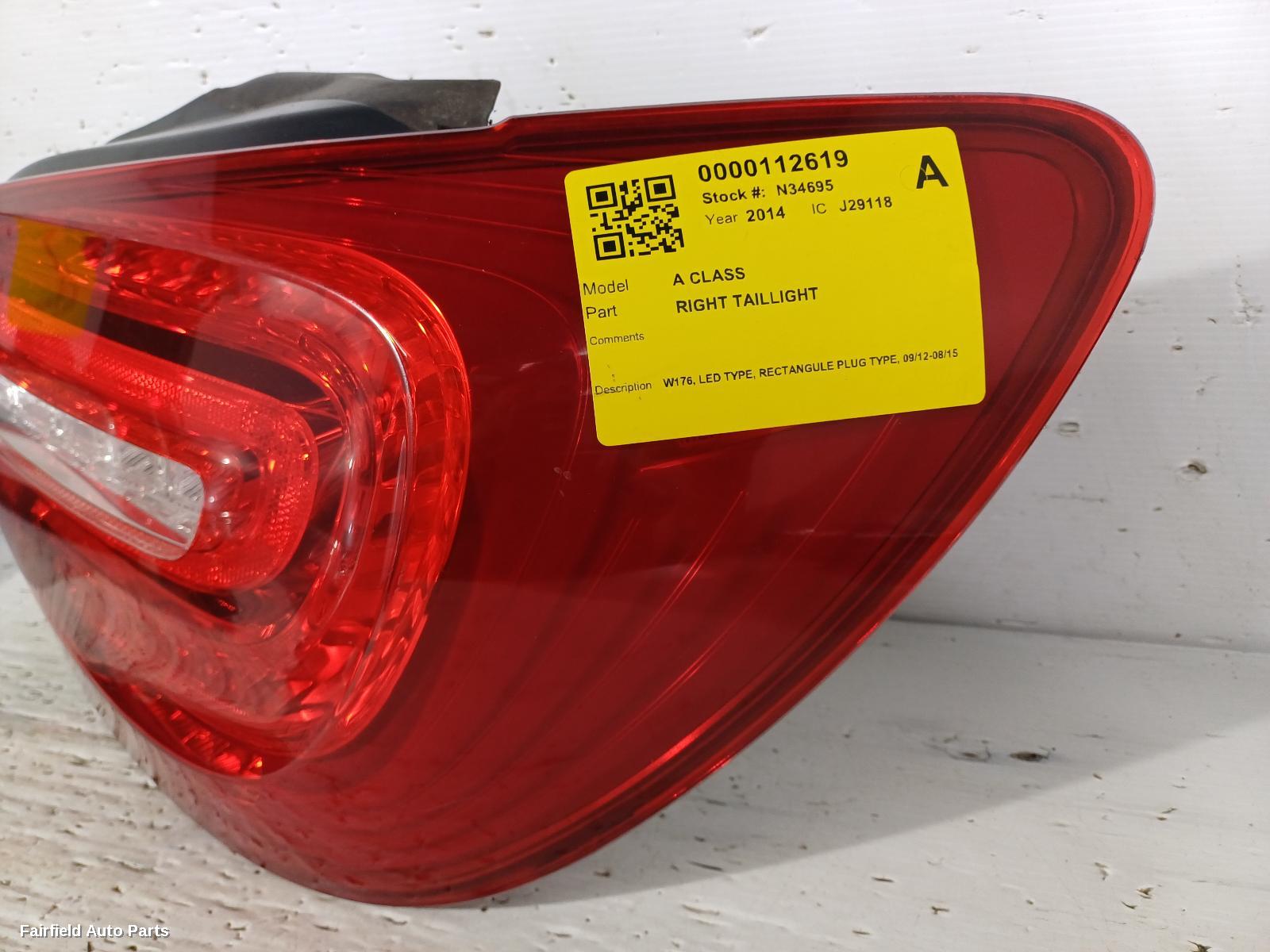 2012-2015 Mercedes A Class Right Taillight