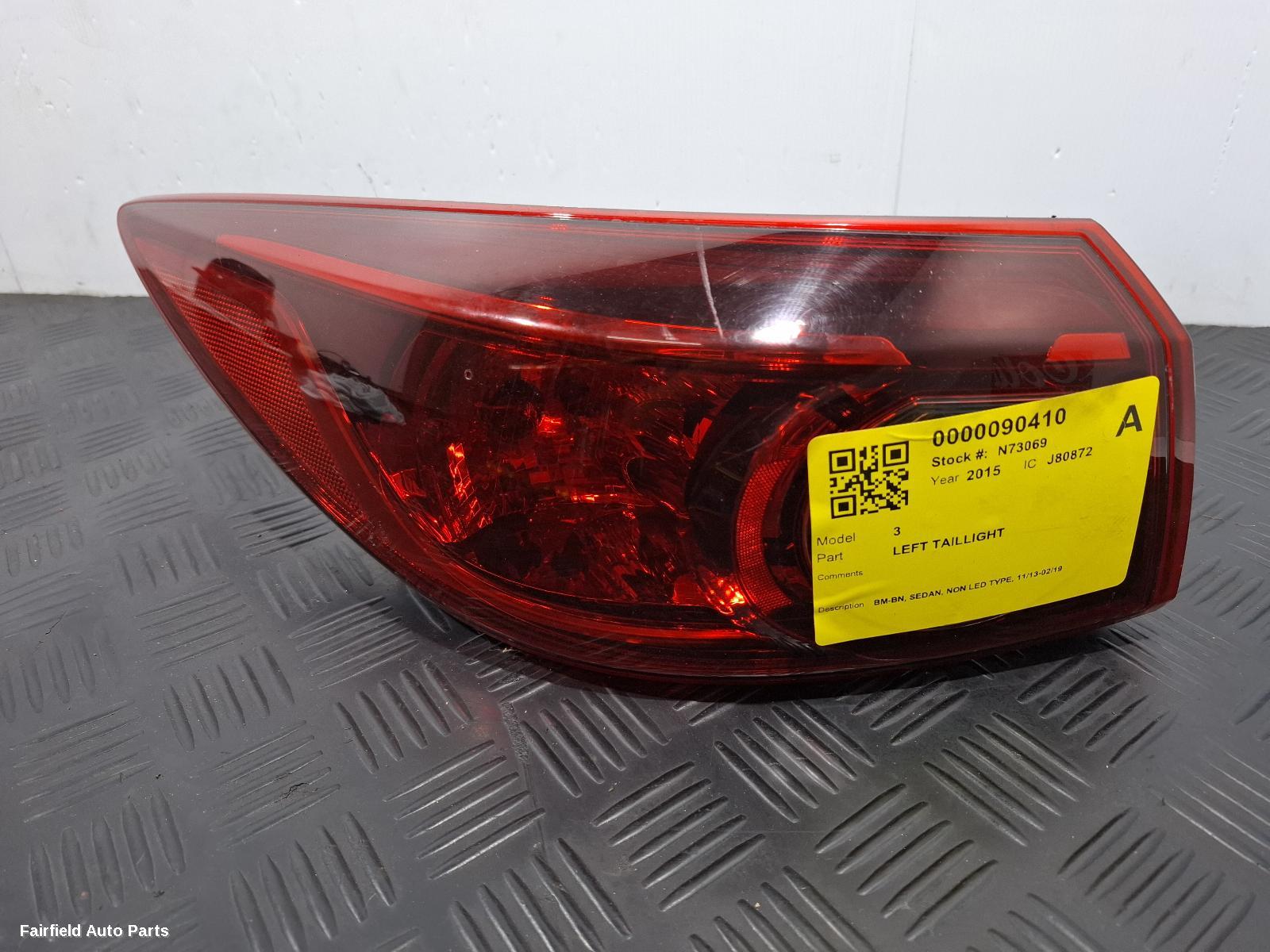 2013-2019 Mazda 3 Left Taillight