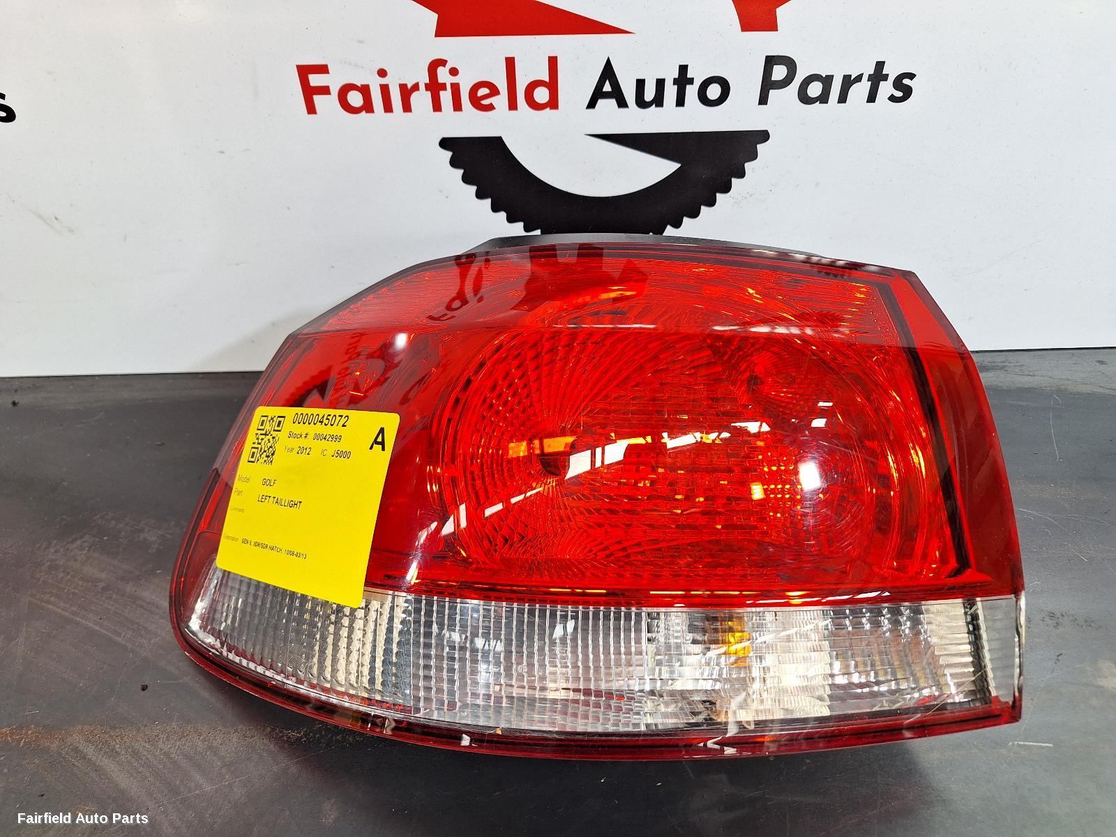 2012 Volkswagen Golf Left Taillight