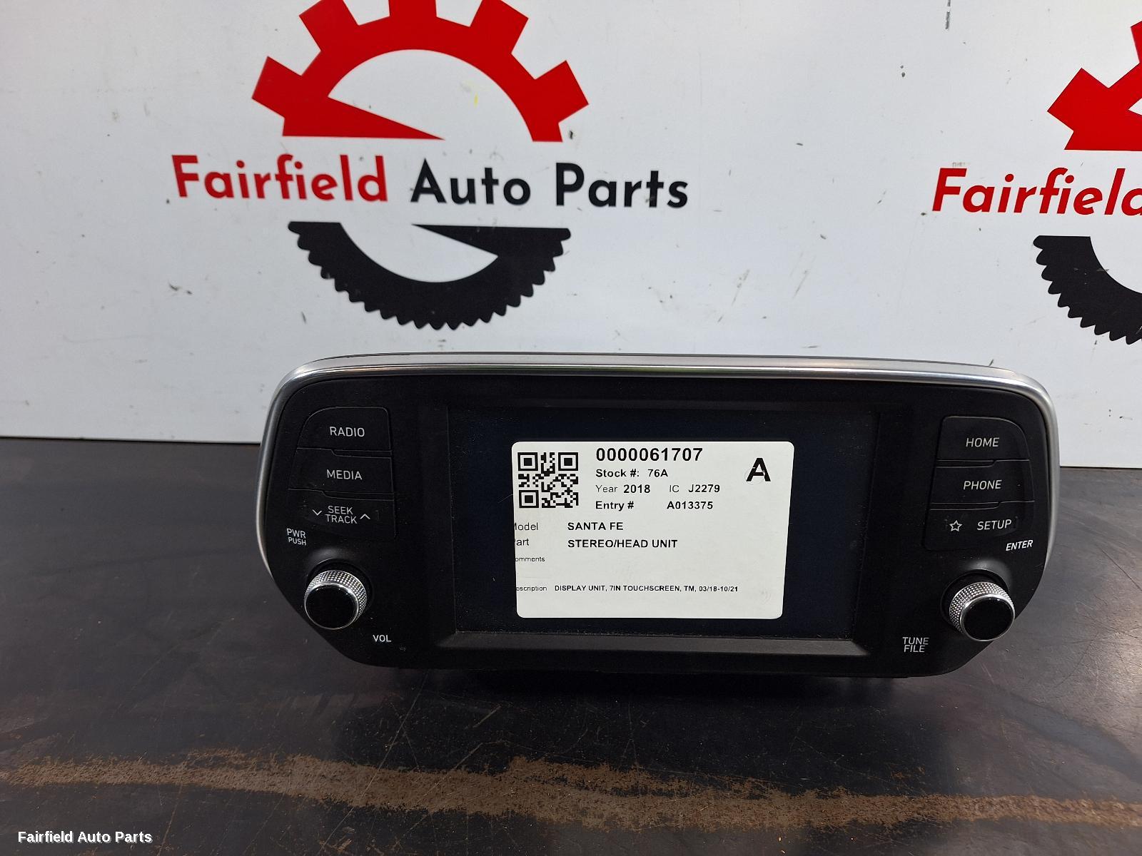 2018-2021 Hyundai Santa Fe Radio Cd Dvd Sat Tv