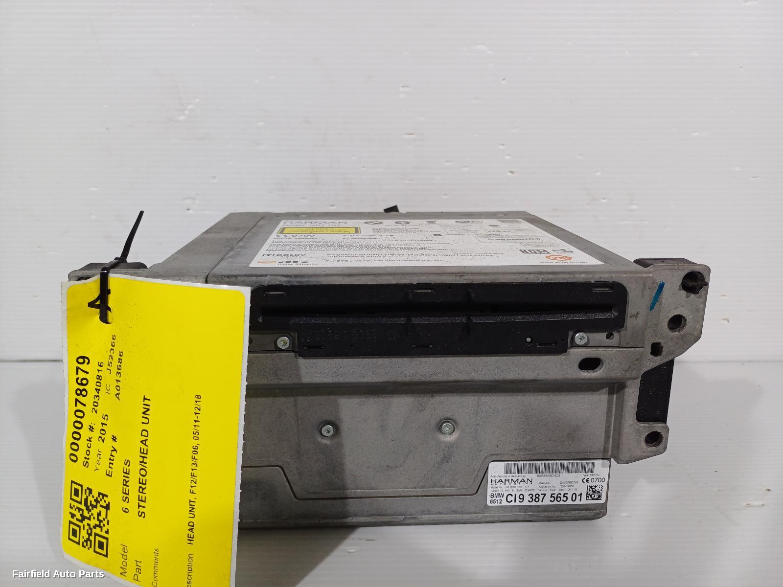 2011-2018 Bmw 6 Series Radio Cd Dvd Sat Tv