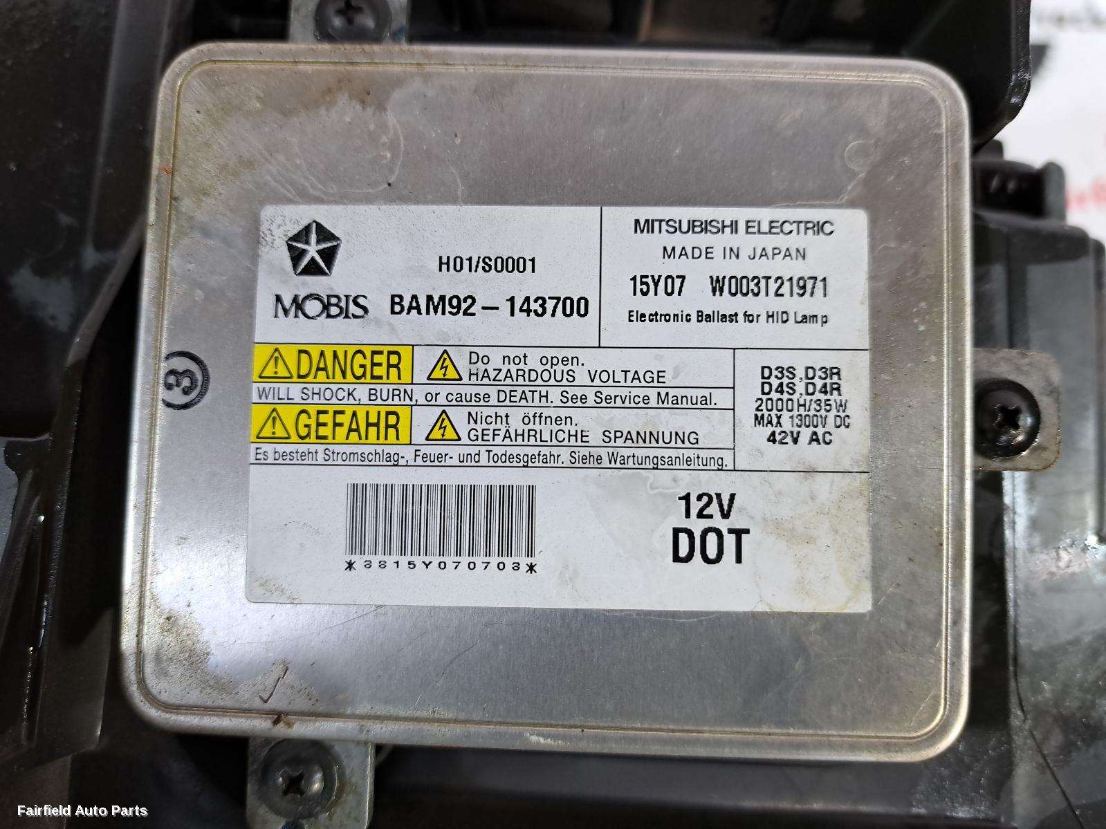 2019 Chrysler 300c Left Headlamp