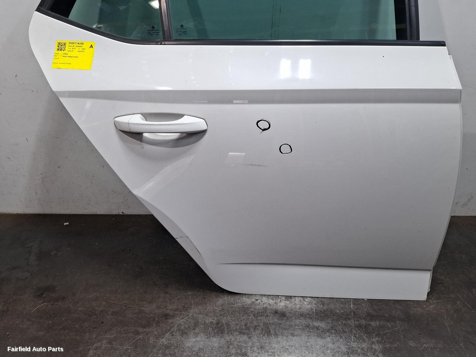2015-2021 Skoda Fabia Right Rear Door Sliding